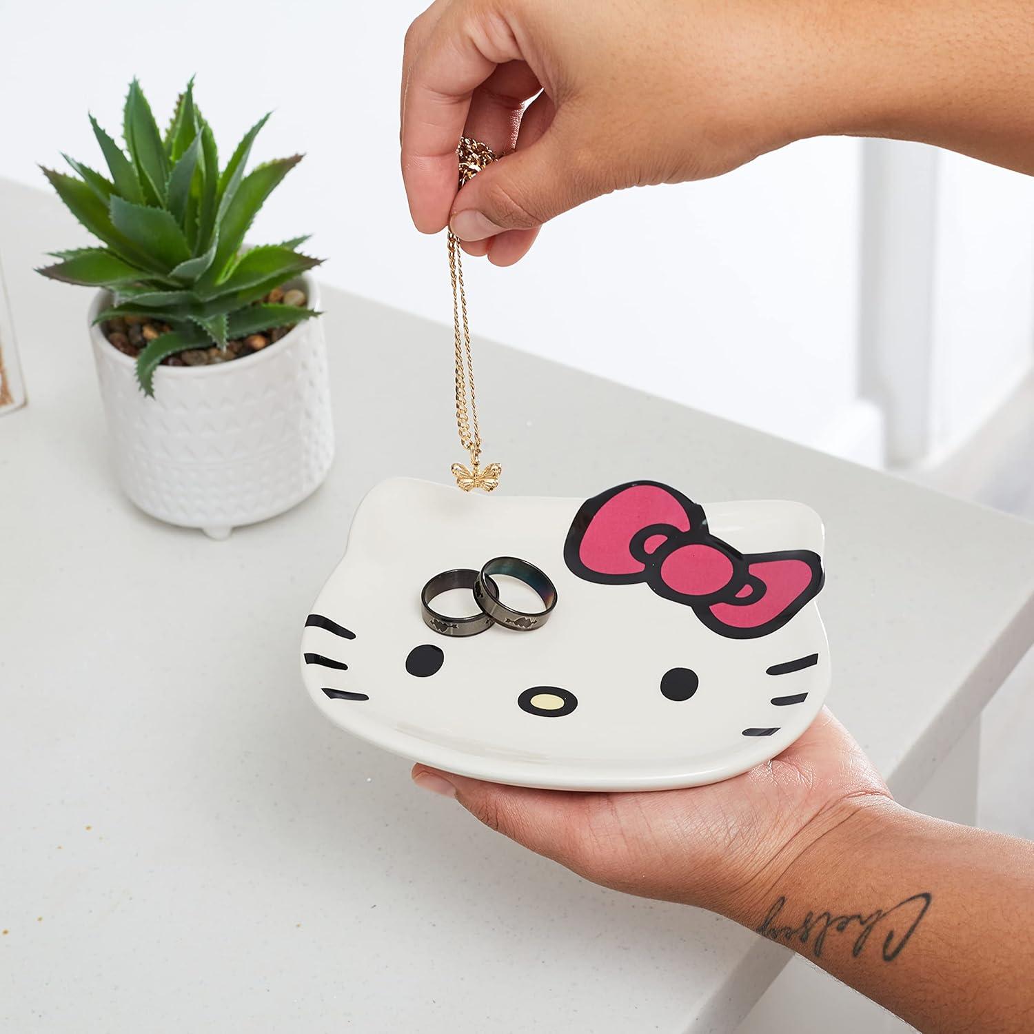 Sanrio Hello Kitty Ceramic Trinket Tray Jewelry Ring Holder Gift Dish, Authentic Officially Licensed