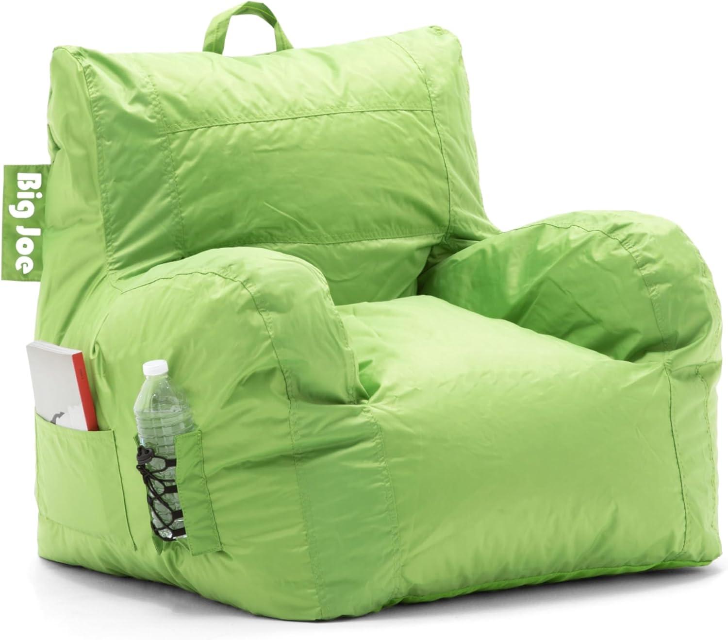 Spicy Lime Recycled Polyester Kid's Bean Bag Chair with Pockets