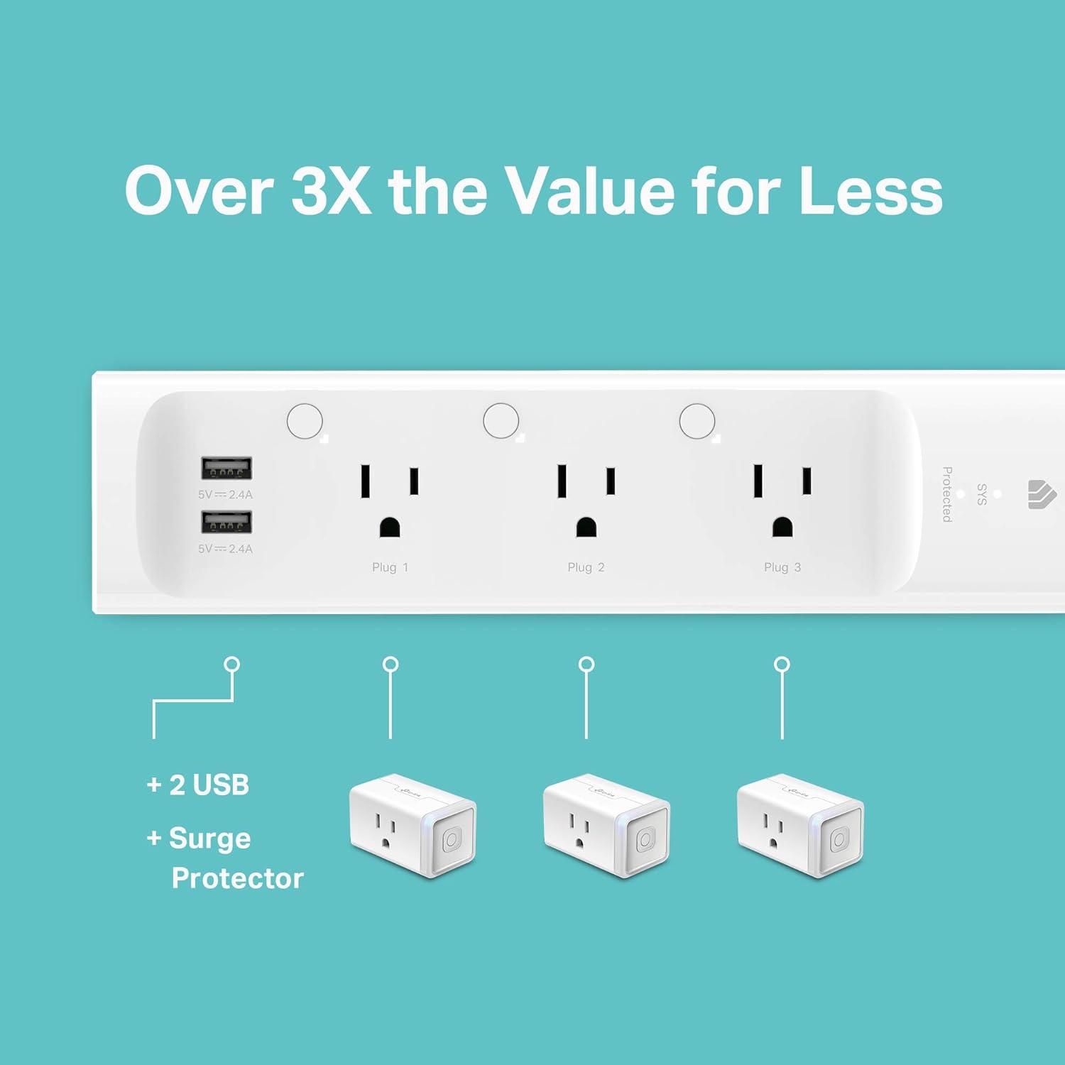 Kasa Smart Wi-Fi Power Strip, 3-Outlets