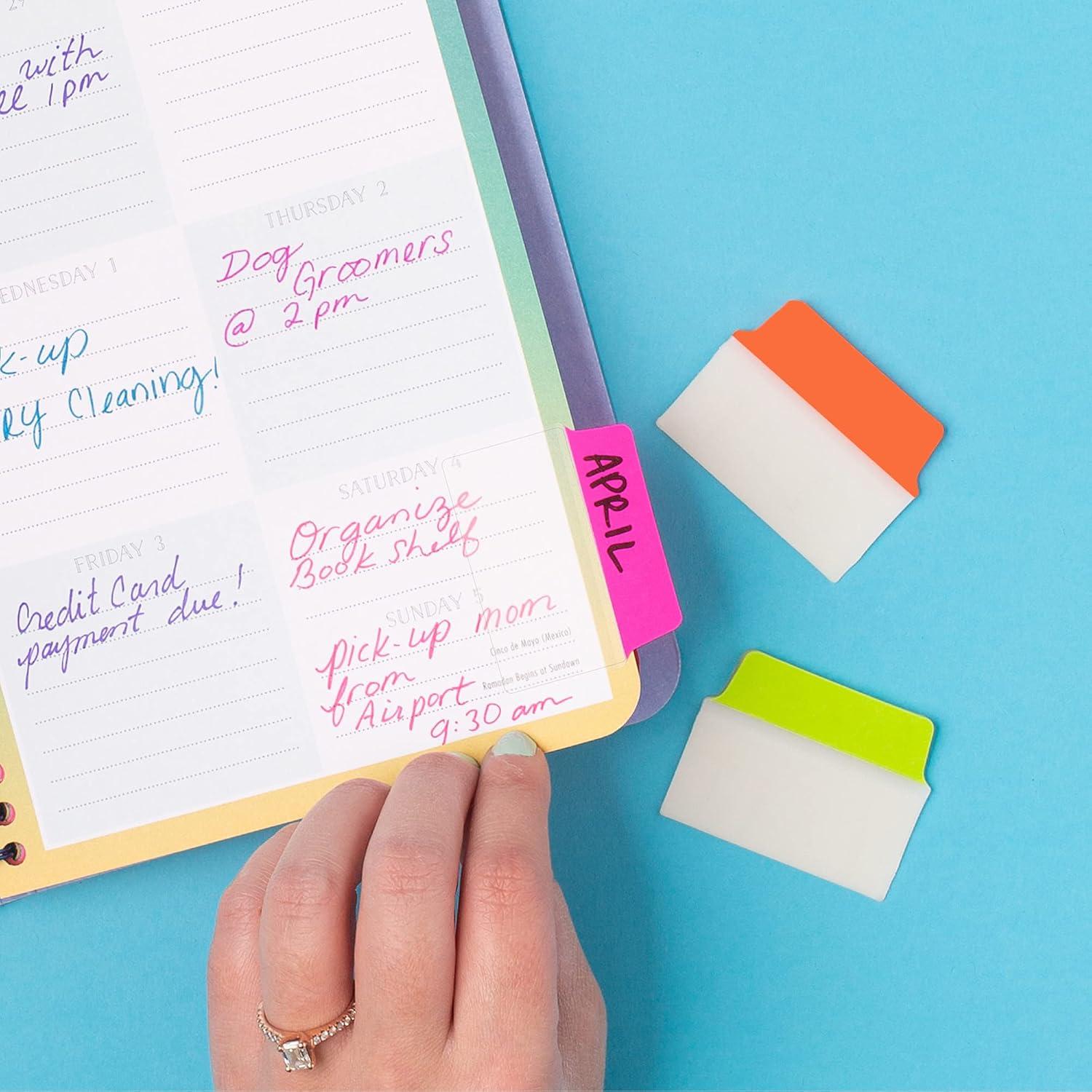 Neon Pink, Green, and Orange Repositionable Self-Adhesive Tabs