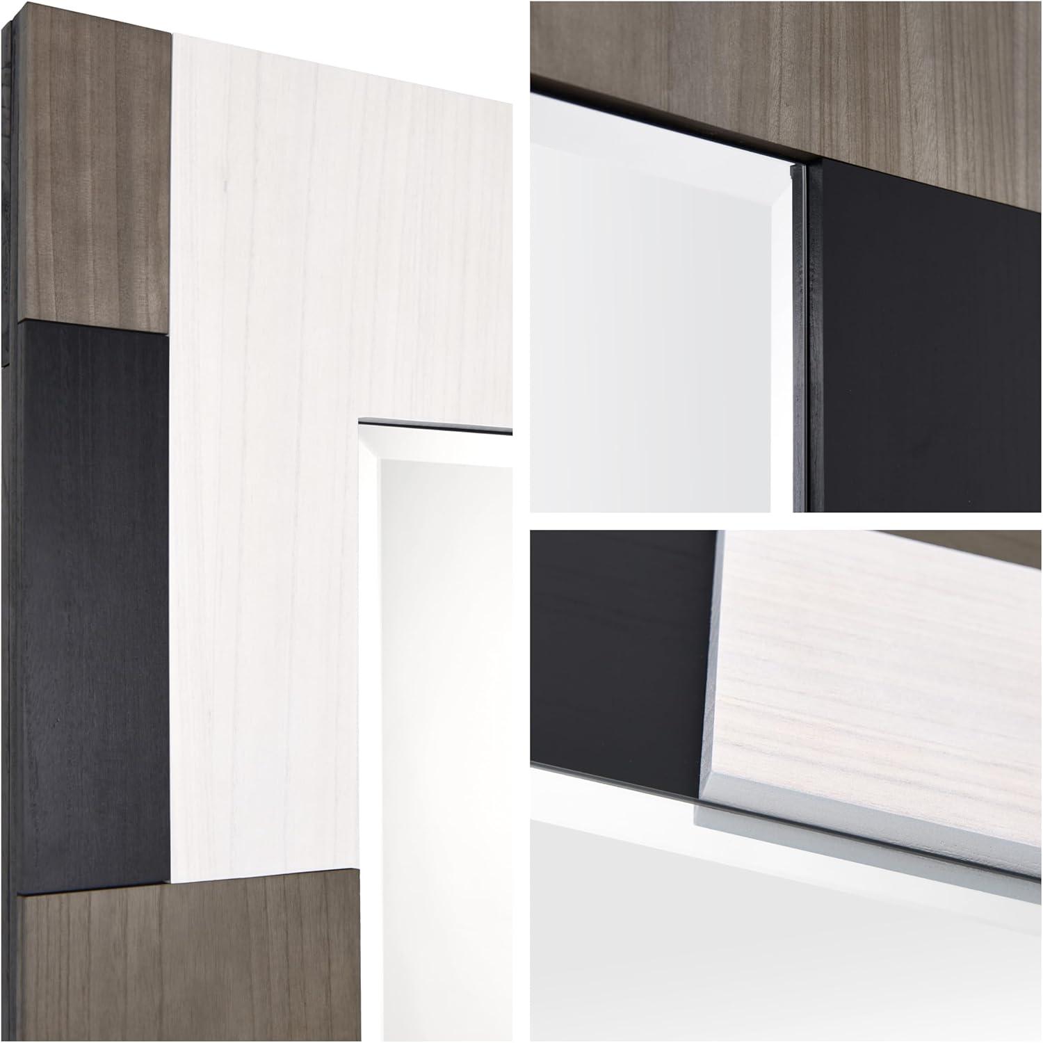 Empire Art Direct "Geometric Blocks" Hand Made Solid Paulownia Wood Beveled Leaner Mirror size 80" x 40"