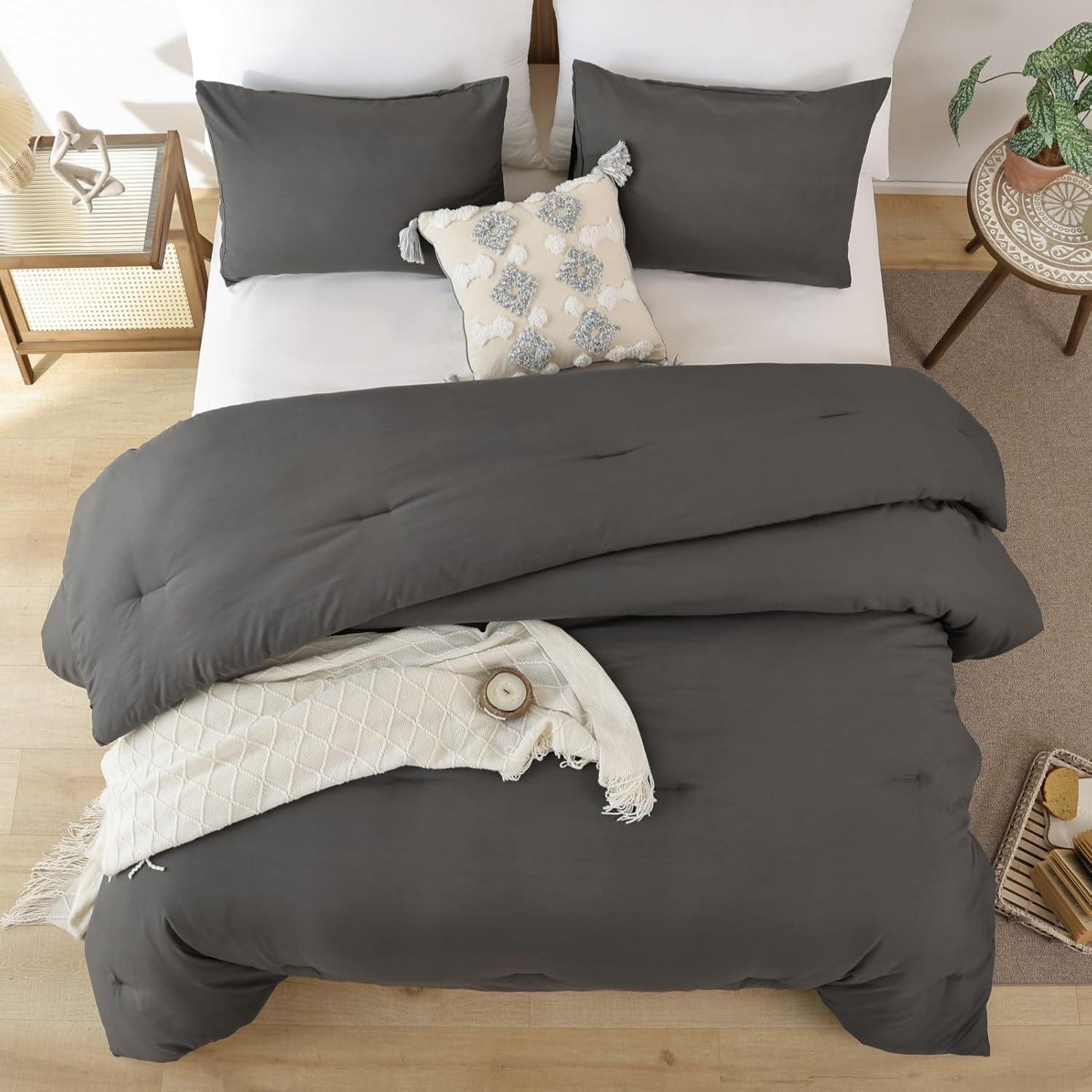 Comforter Set Charcoal Gray - 3 Piece - Full