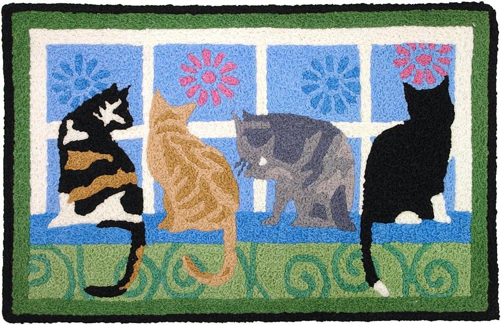 Jellybean - Kitties In The Window Polyester Accent Rug - Multicolored - 30 in. x 20 in.