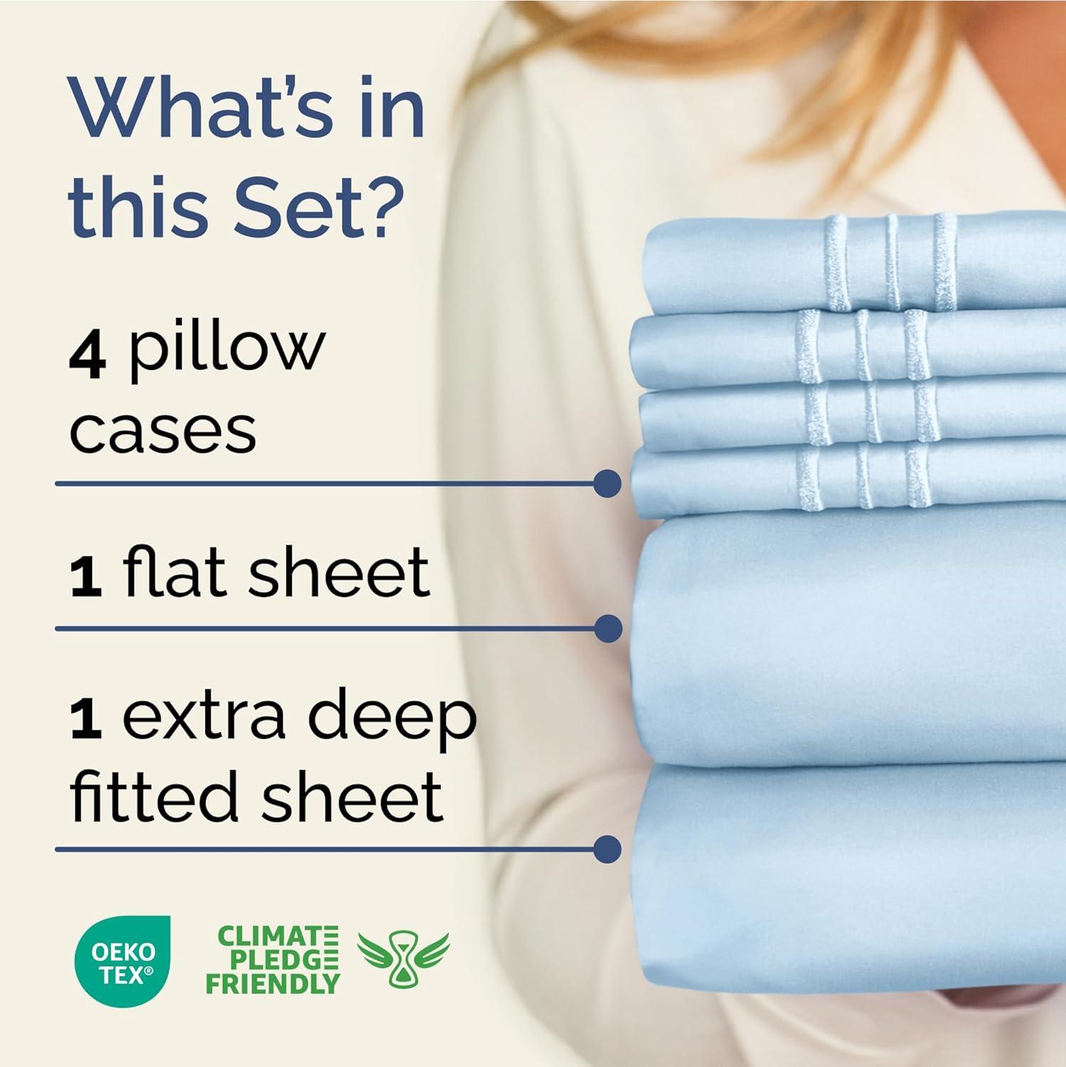CGK Linens 6 Piece Extra Deep Pocket Ultra Soft & Cooling Sheet Set