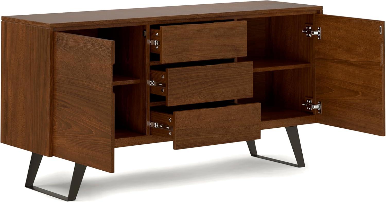 Simpli Home Lowry 60"W Solid Wood Modern Industrial 2-Door Sideboard Buffet with 3 Center Drawers