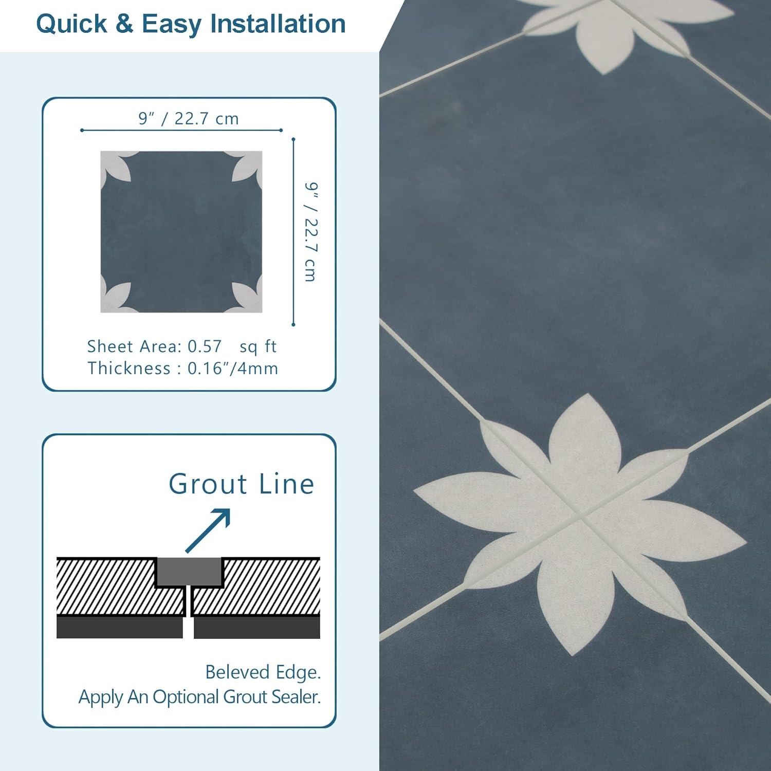 9'' x 9'' x 4mm SPC Peel & Stick Floor Tile Luxury Vinyl Flooring