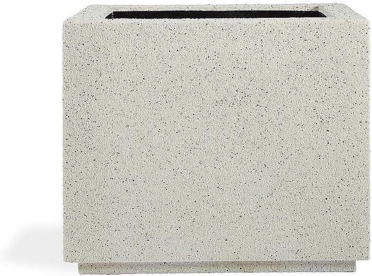 Extra Large White Granite Square Outdoor Planter with Drainage Holes