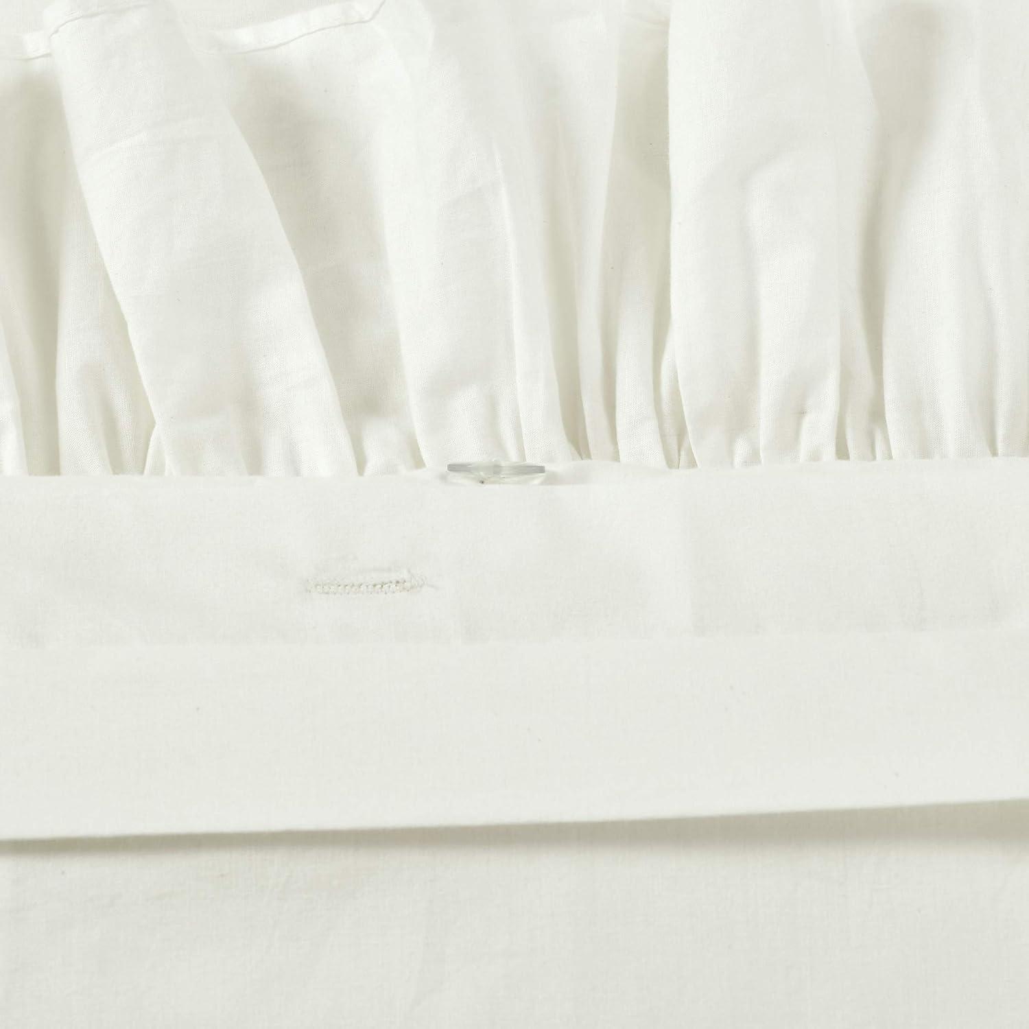 Off-White Ruffled Cotton Full/Queen Duvet Cover Set