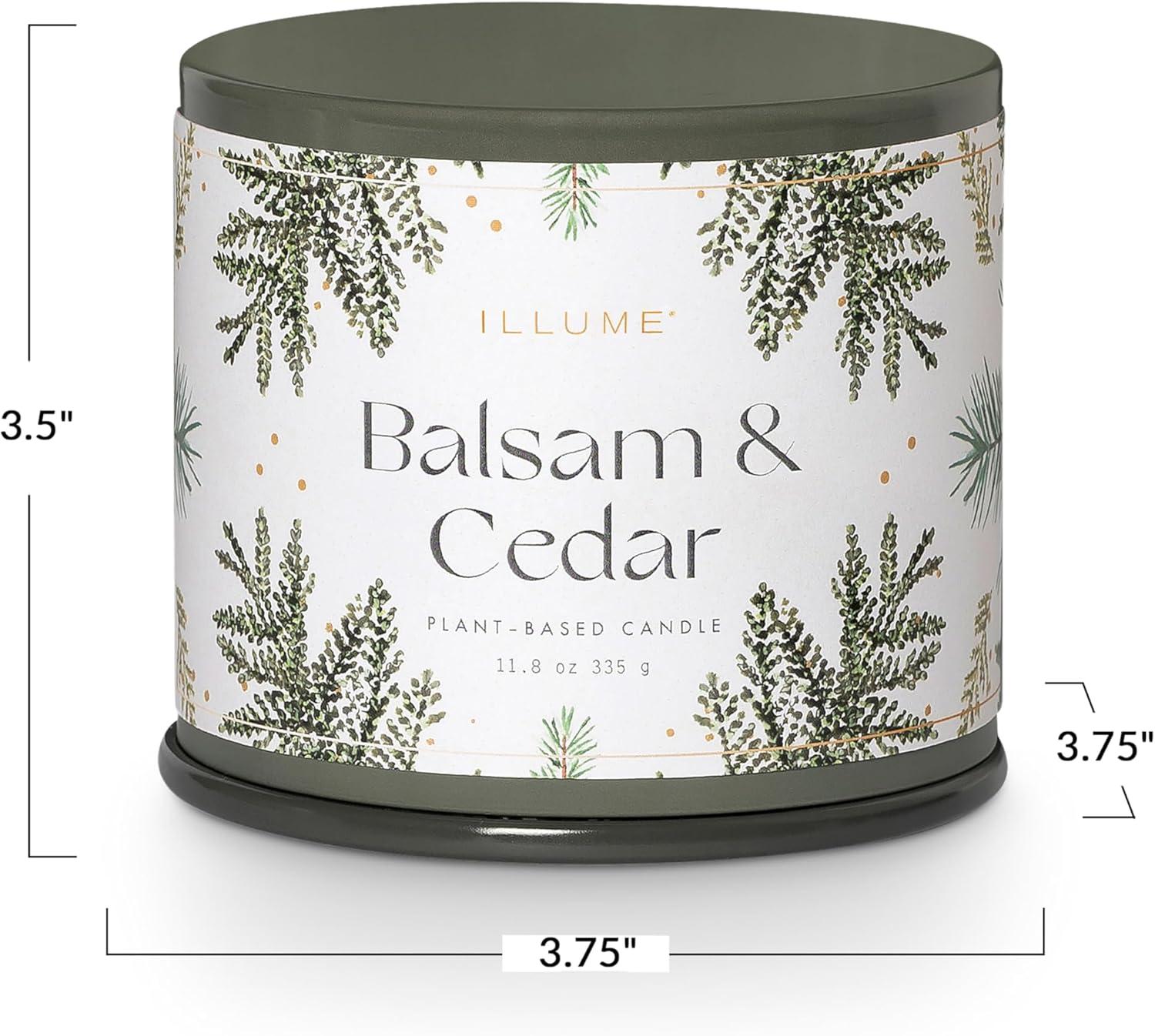 ILLUME Noble Holiday Balsam & Cedar Large Crackle Glass Candle