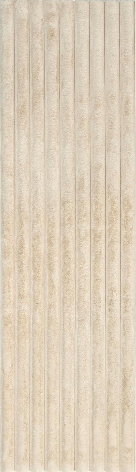 nuLOOM 2' x 6' Cozy Plush SuperiorWash Area Rug, Machine Washable, Non-Slip, Soft Fluffy Shag Carpet for Living Room Bedroom Nursery, Kai Beige