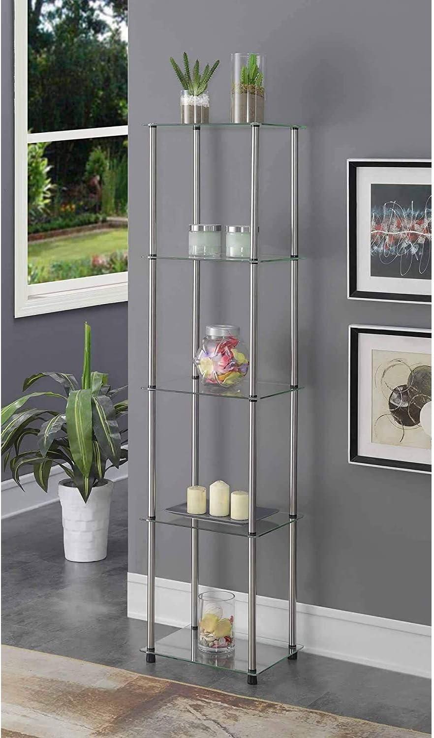 Convenience Concepts Designs2Go Classic Glass 5 Tier Tower Display Shelves, Glass