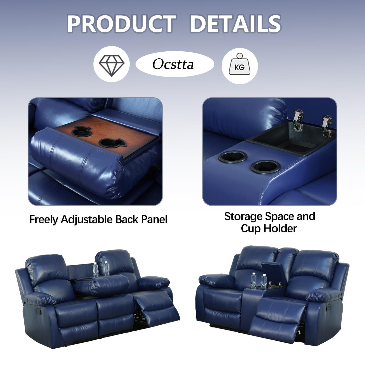 Wade Logan® Branscome 3 Piece Vegan Leather Manual Reclining Living Room Sofa Set