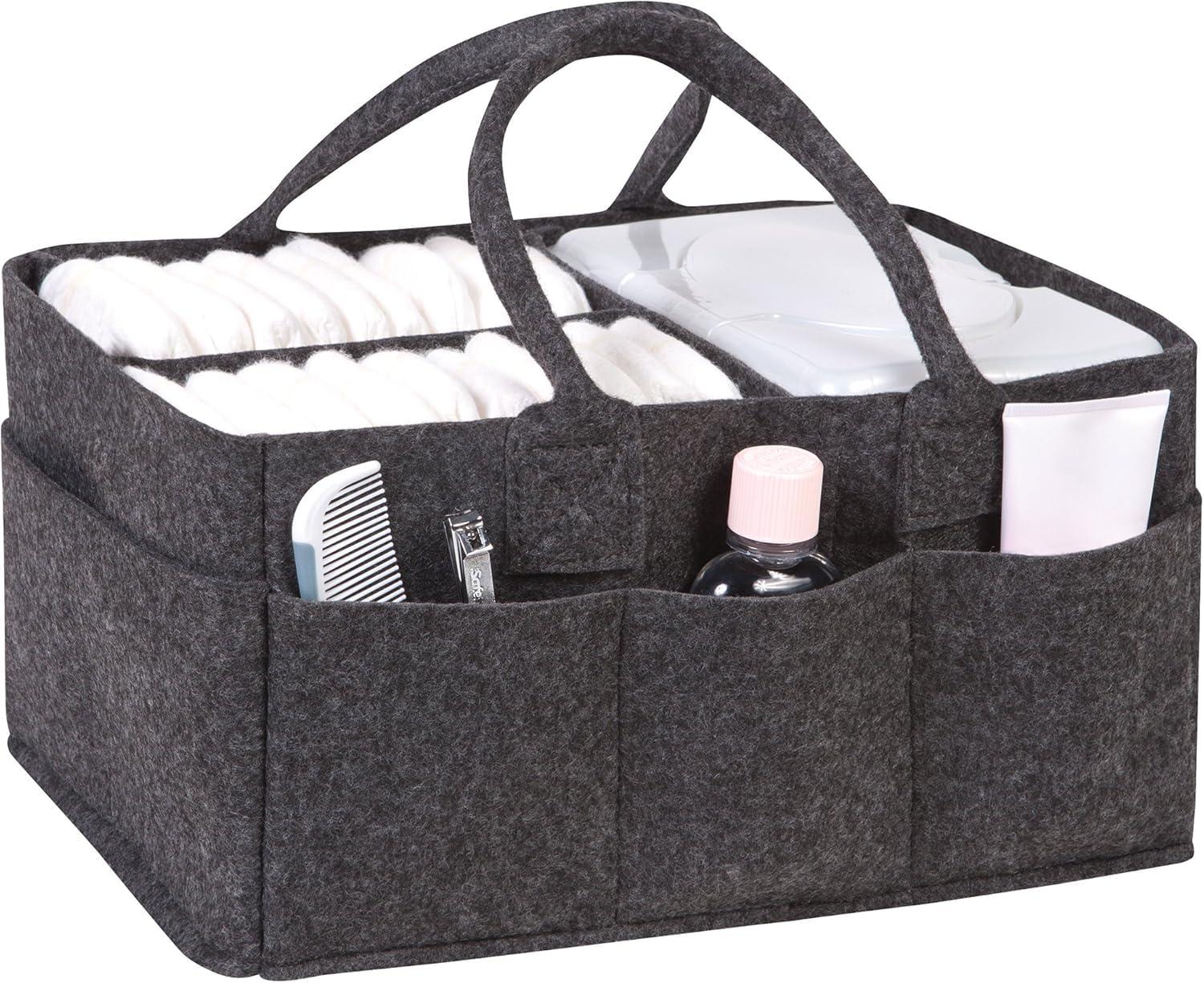 Sammy & Lou Felt Baby Nursery Diaper Storage Caddy, Black