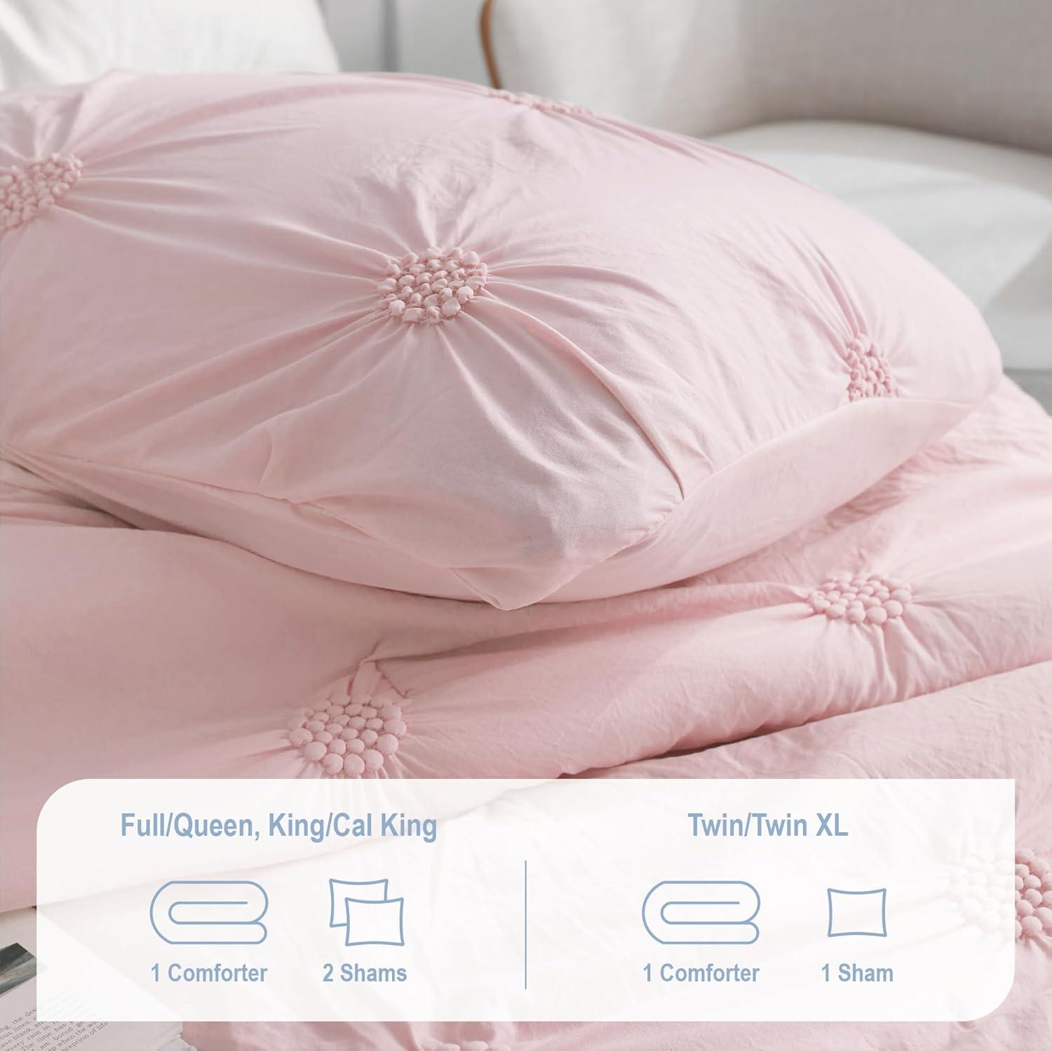 Swift Home Supreme Microfiber Floral Pintuck Microfiber 3-Piece Comforter Set