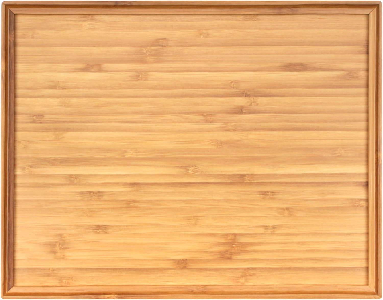 Natural Bamboo Rectangular Serving Tray for Food and Drinks