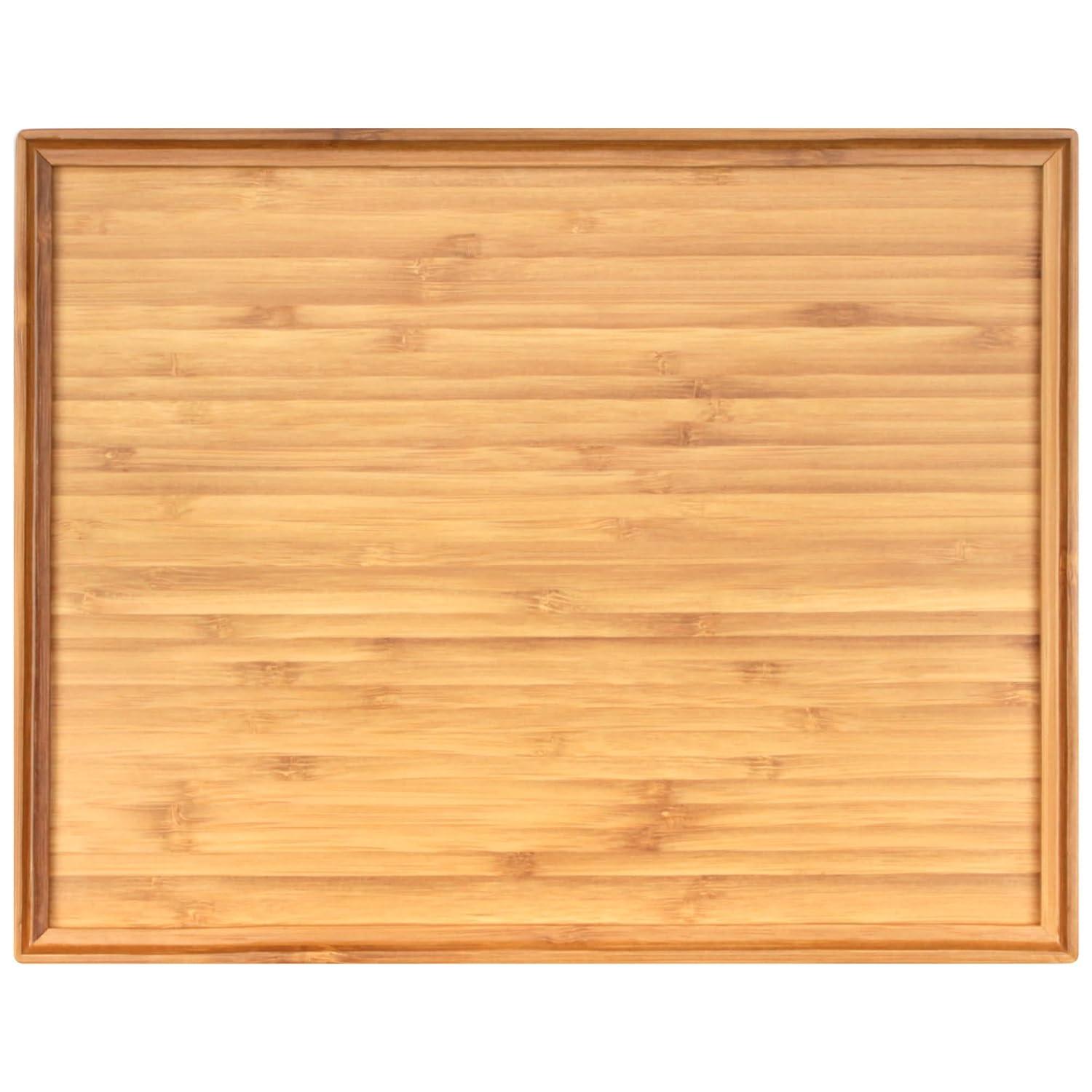 Natural Bamboo Rectangular Serving Tray for Food and Drinks