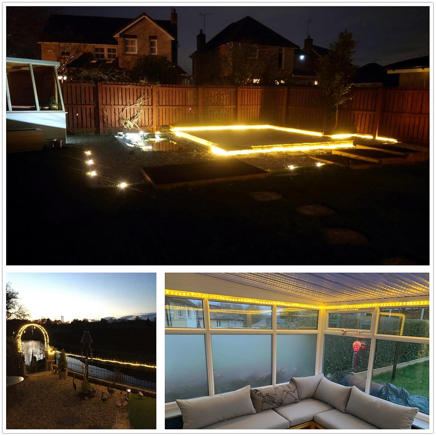 50Ft Led Rope Lights Outdoor, LED Strip Lights Outdoor Waterproof Decorative Lighting for Indoor/Outdoor, Deck, Eaves, Backyards Garden, Stairs Balcony Christmas Decoration(Warm White)