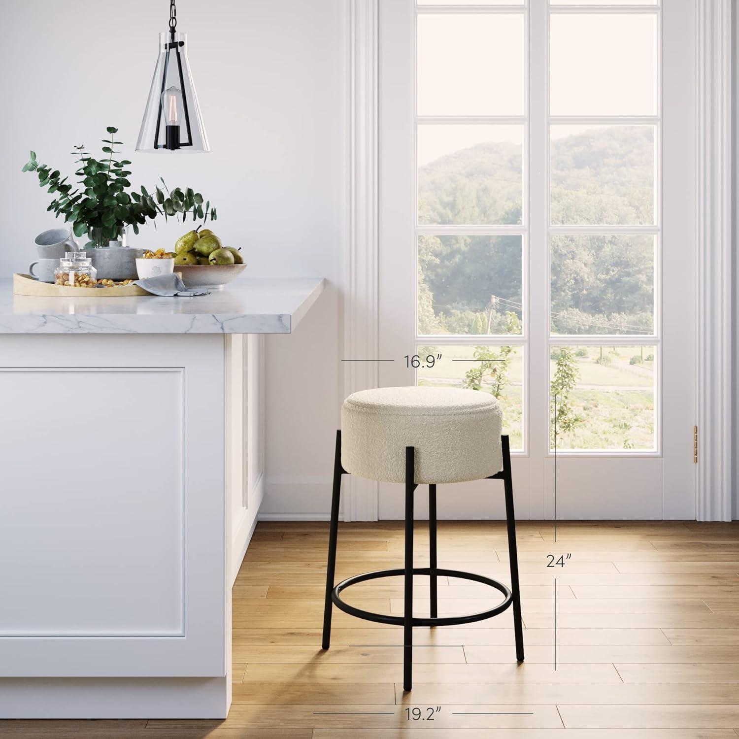 Upholstered Counter Stool with Metal Frame