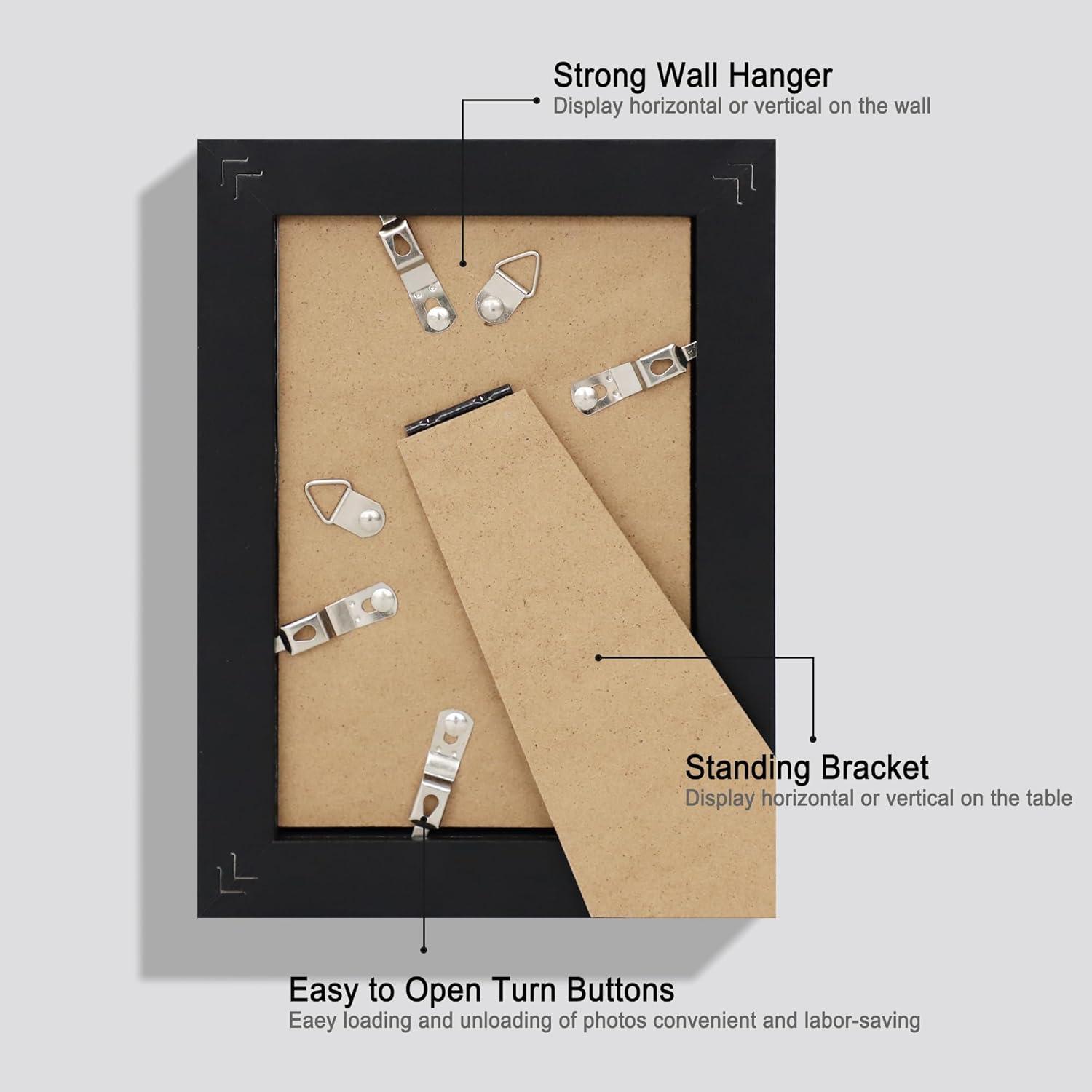 Icona Bay 5x7 Black Picture Frames W/ Mat for 4x6, 5 Pack, Painted Solid One-Piece Wood Composite, Sunrise Tabletop or Wall Mounted Frames