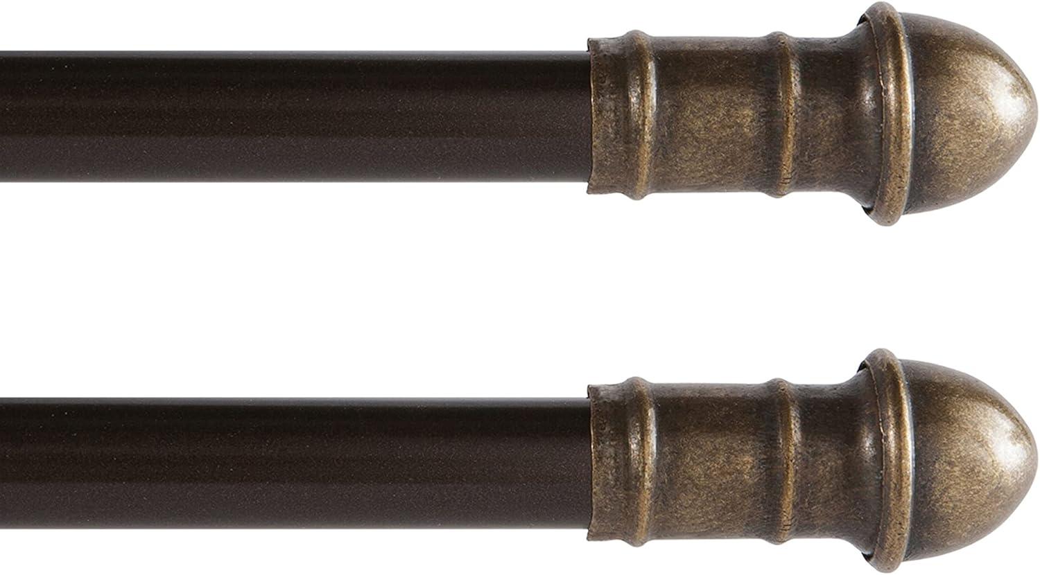 Interior Living 28-48 in. Adjustable Petite Caf Curtain Rod, 2-Pack, 7/16 in. Diameter, Bronze