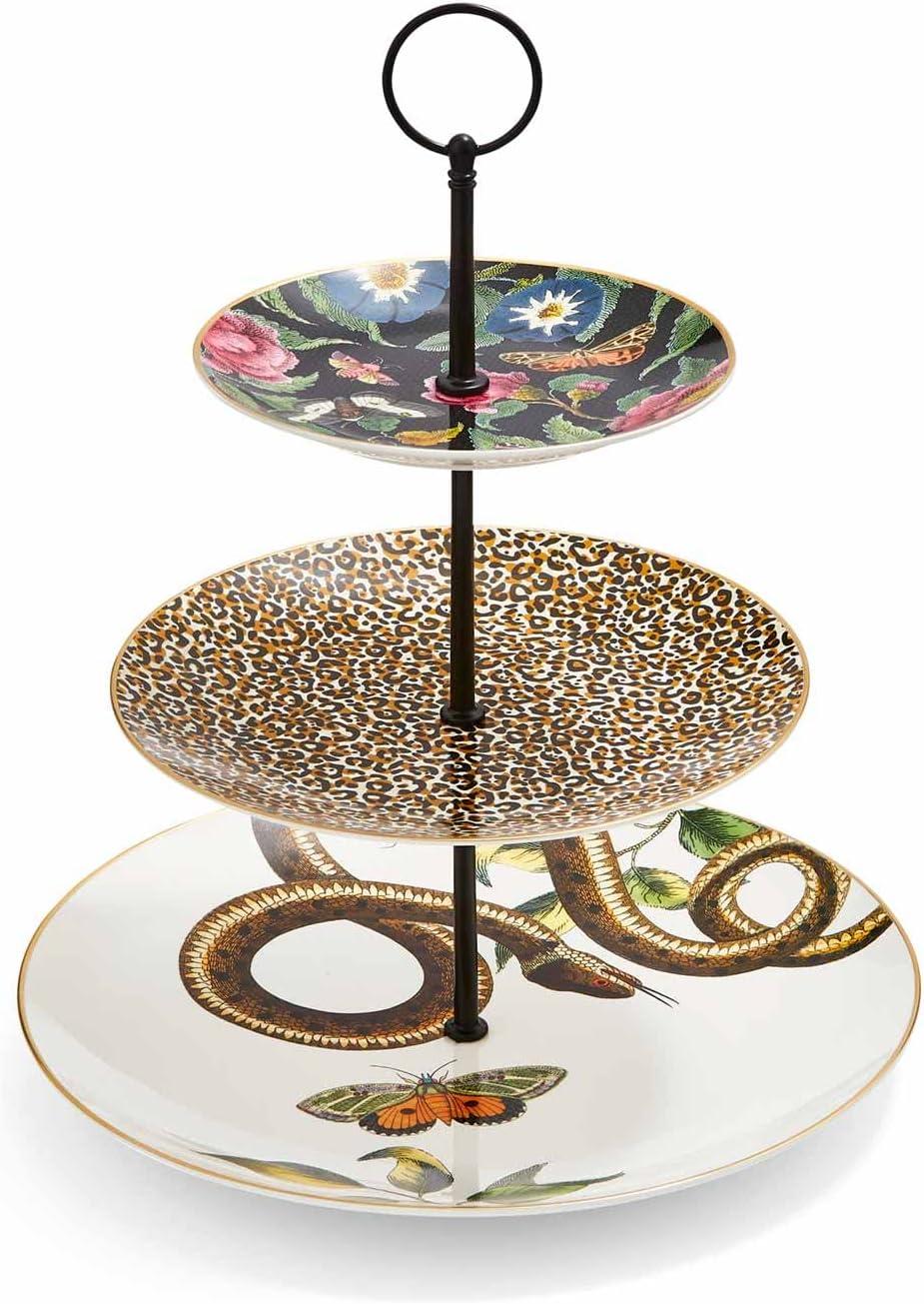 Spode Creatures of Curiosity 3-Tier Cake Stand, Top: 6in - Middle: 8in - Bottom: 10.5in