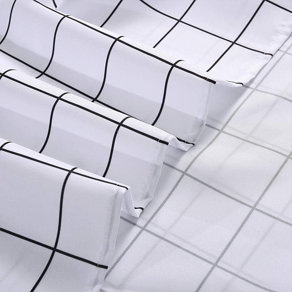 Fabric Shower Curtain, White and Black Geometric Resistant Waterproof 72 x 72 inches Long Bathroom Shower Curtain Set (Simple Geometric)