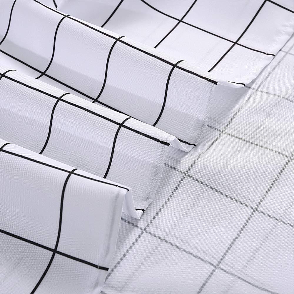 Fabric Shower Curtain, White and Black Geometric Resistant Waterproof 72 x 72 inches Long Bathroom Shower Curtain Set (Simple Geometric)