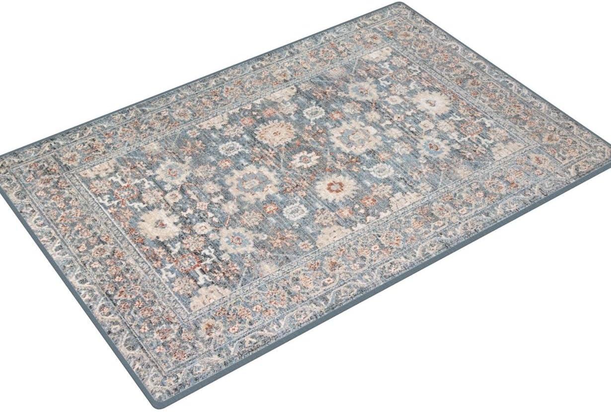 Odette Sky and Rust Synthetic Stain-Resistant Area Rug 5'-3" x 7'-9"