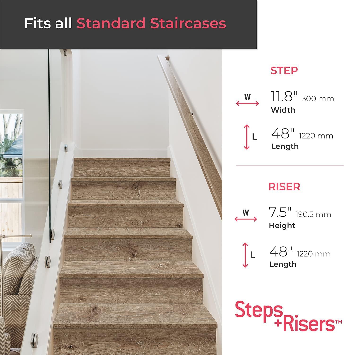 Gray Vinyl Wood-Look Stair Tread and Riser Combo