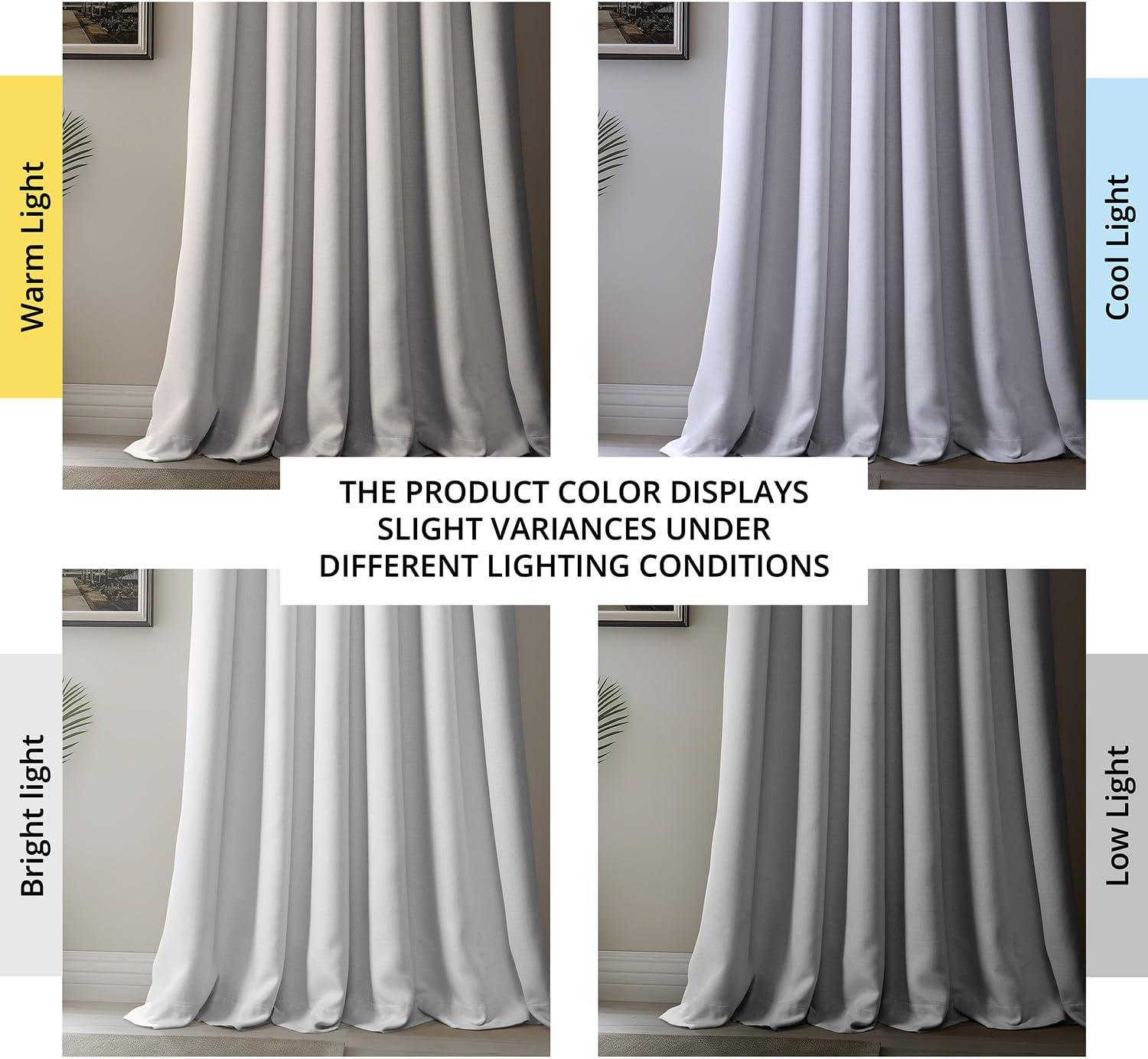 Oyster Faux Linen Room Darkening Curtain (1 Panel), Oyster, 50W X 96L