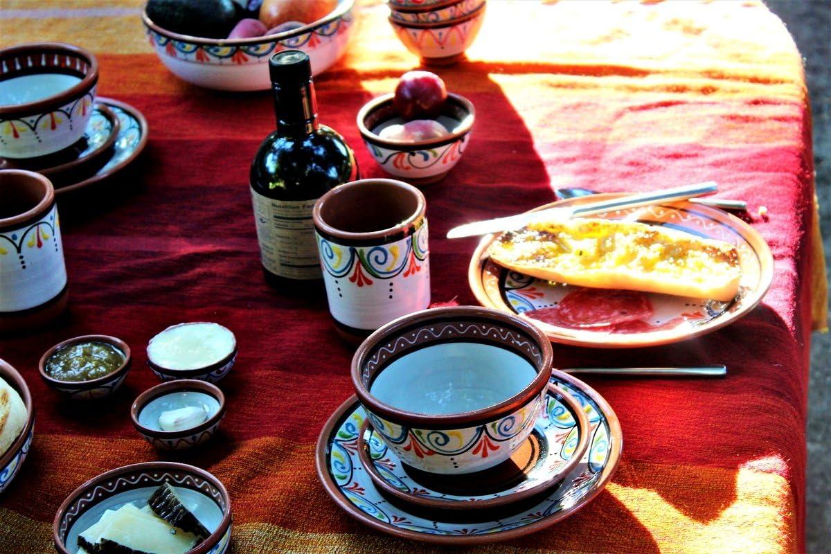 Terracotta White Breakfast Bowls, Set of 5 - Hand Painted From Spain