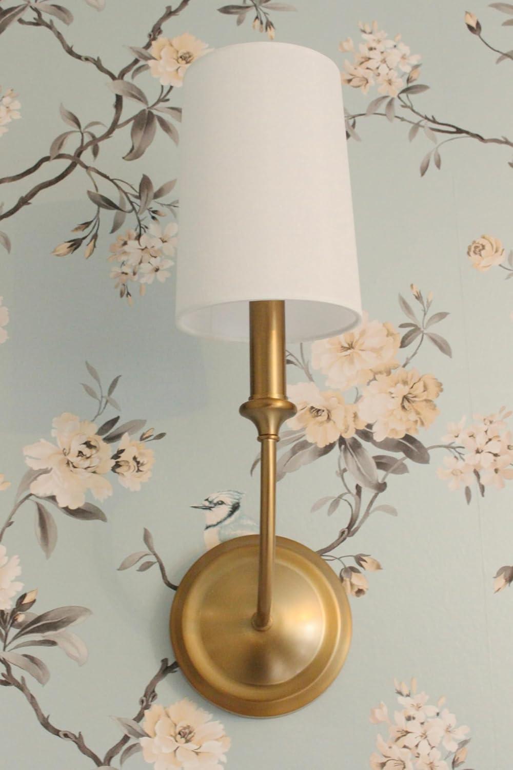 Vibrant Gold Brass and Silk Shade Sconce