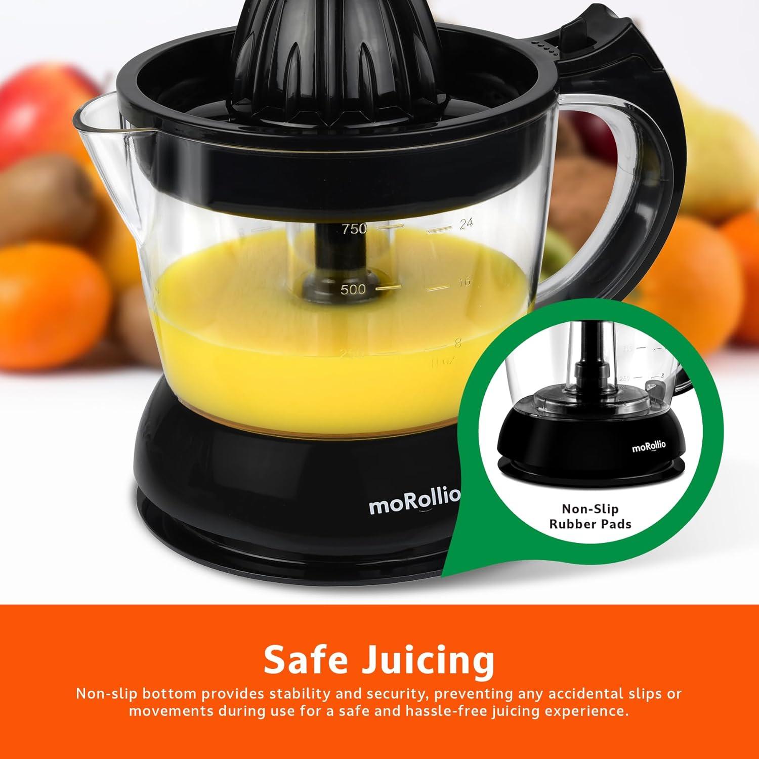 moRollio Electric Citrus Juicer, Compact Space-Saving Orange Juicer, 24oz