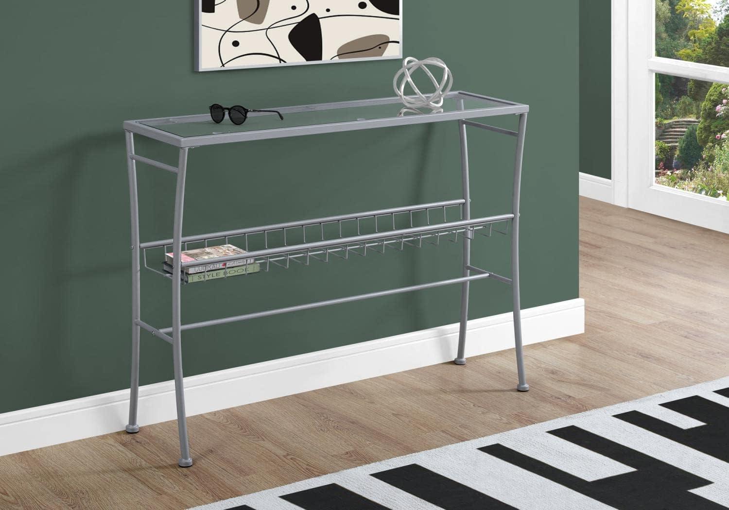 Accent Table Console Entryway Narrow Sofa Bedroom Metal Silver