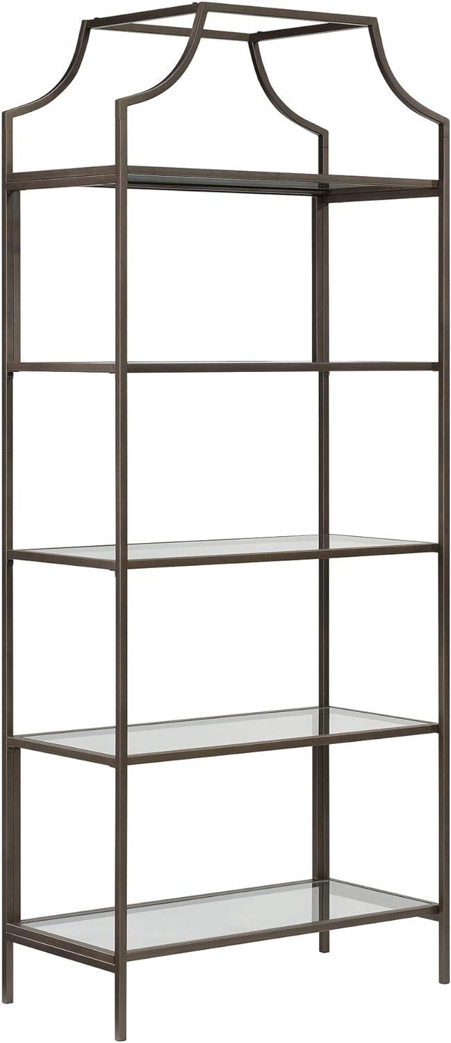 Elegant Bronze Metal & Glass 70" Luxe Display Bookcase