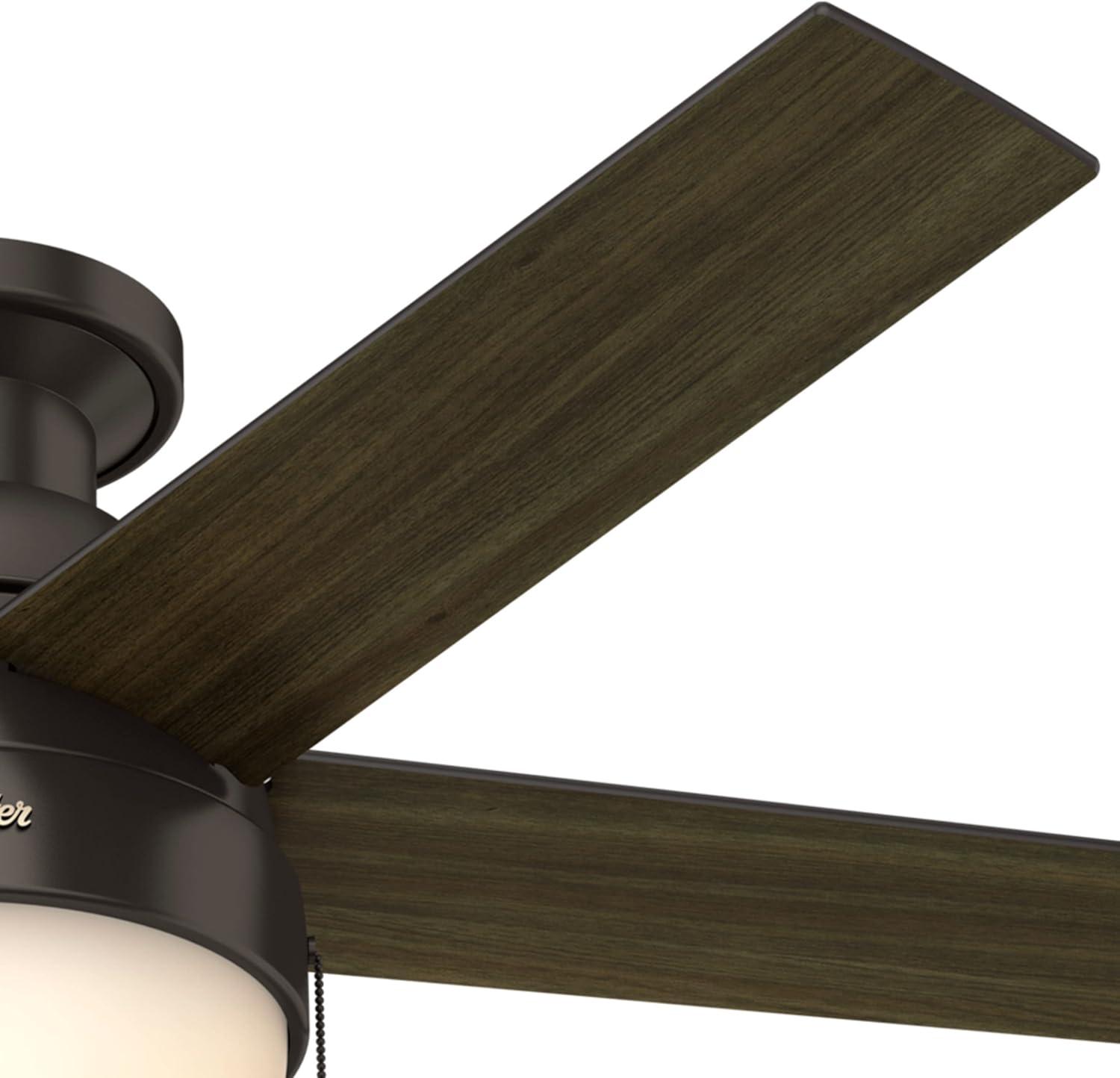 46" Anslee 5 - Blade LED Flush Mount Ceiling Fan with Pull Chain and Light Kit Included