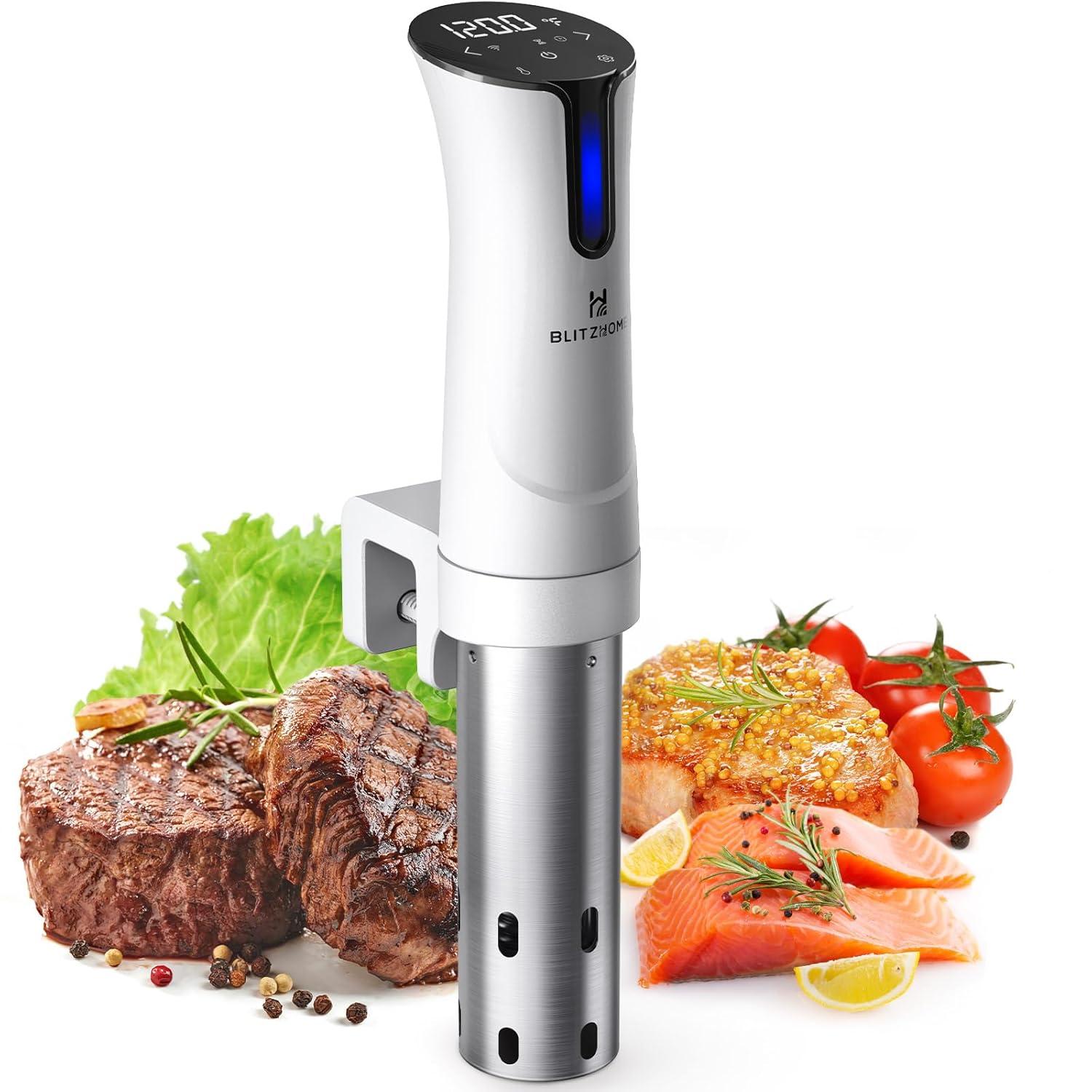 BlitzHome 1100W Sous Vide Cooker with Temperature Setting, Timer, Breath Light Reminder Function