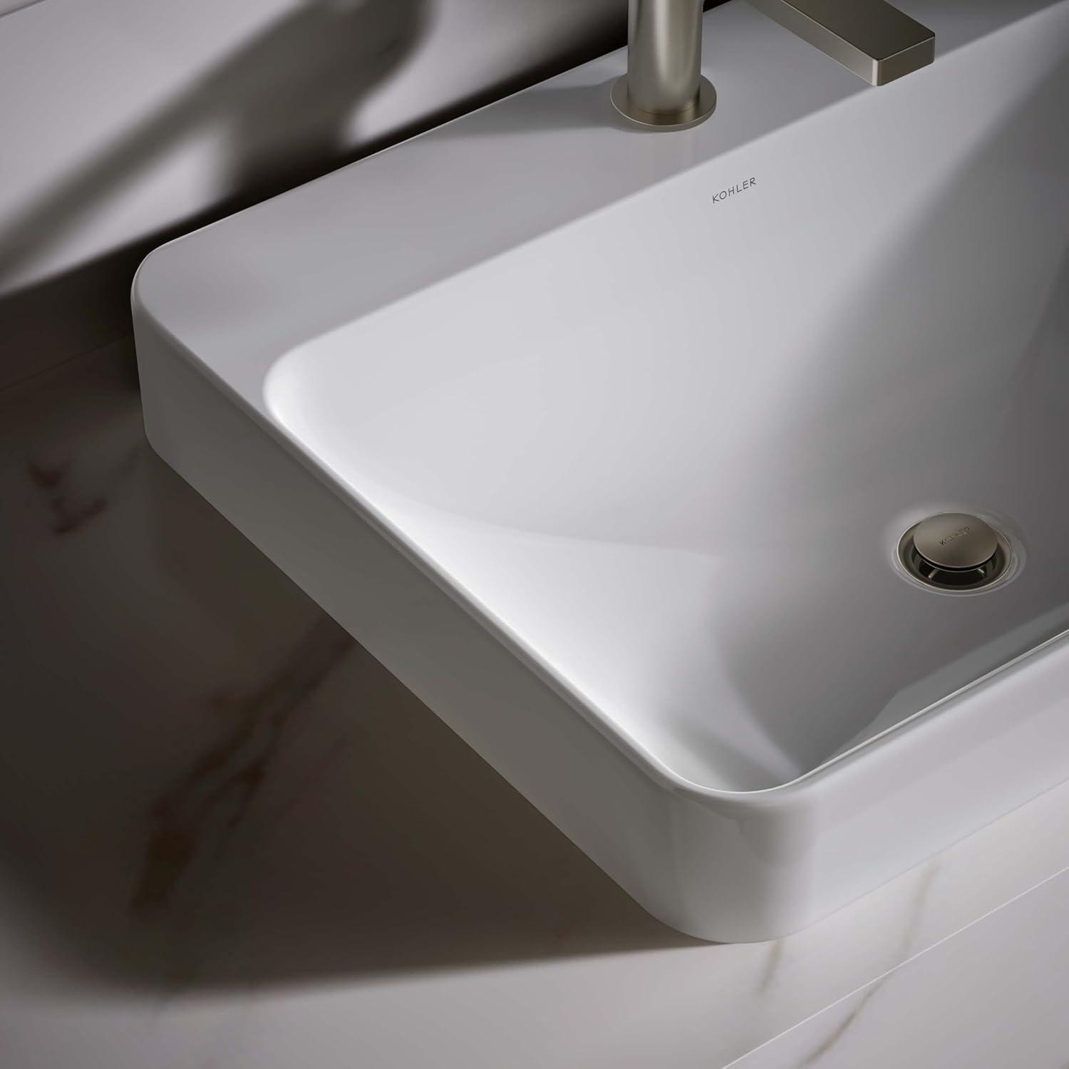 Vox® Vitreous China Rectangular Vessel Bathroom Sink with Overflow