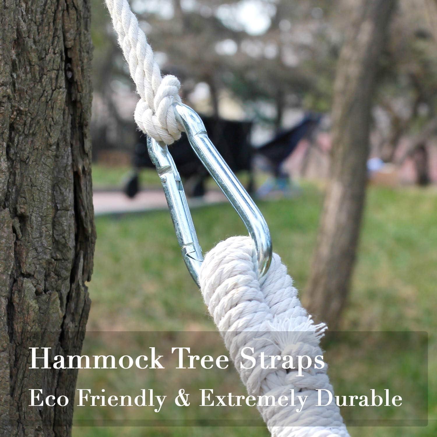 13 ft Beige Cotton Hammock Straps with Carabiner Hooks