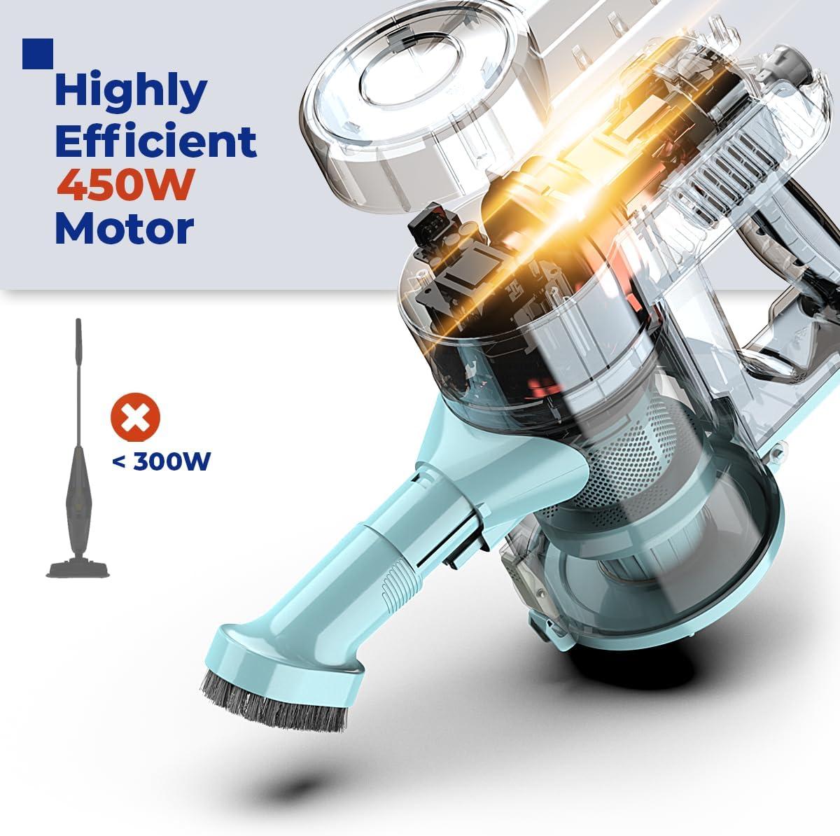 ROOMIE TEC Vincent Cordless Upright Vacuum Cleaner, High-Power 2200mAh Li-ion Rechargeable Battery