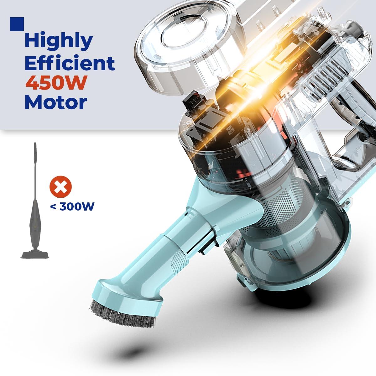 ROOMIE TEC Vincent Cordless Upright Vacuum Cleaner, High-Power 2200mAh Li-ion Rechargeable Battery