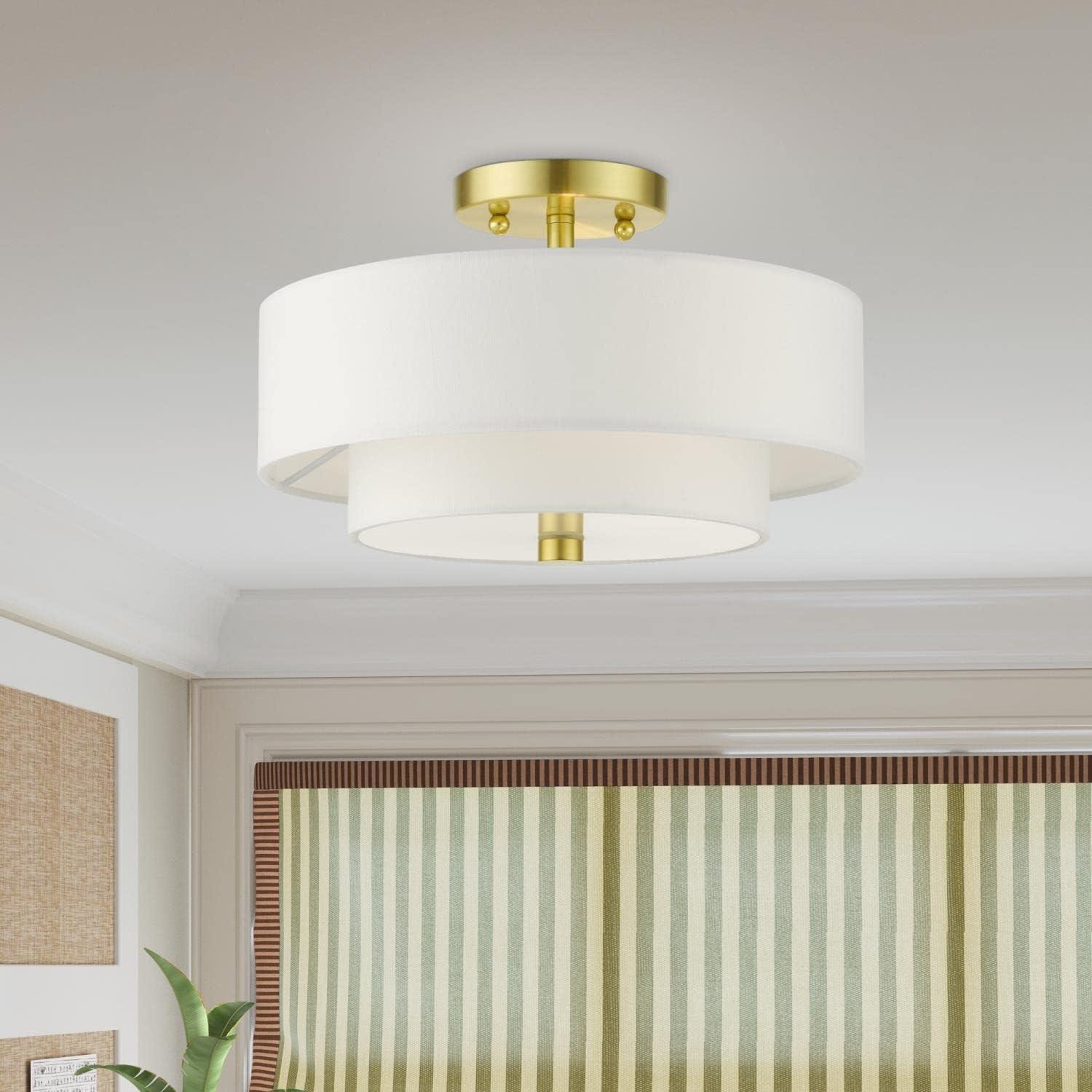 Livex Lighting Meridian 2 - Light Semi-Flush Mount in  Satin Brass