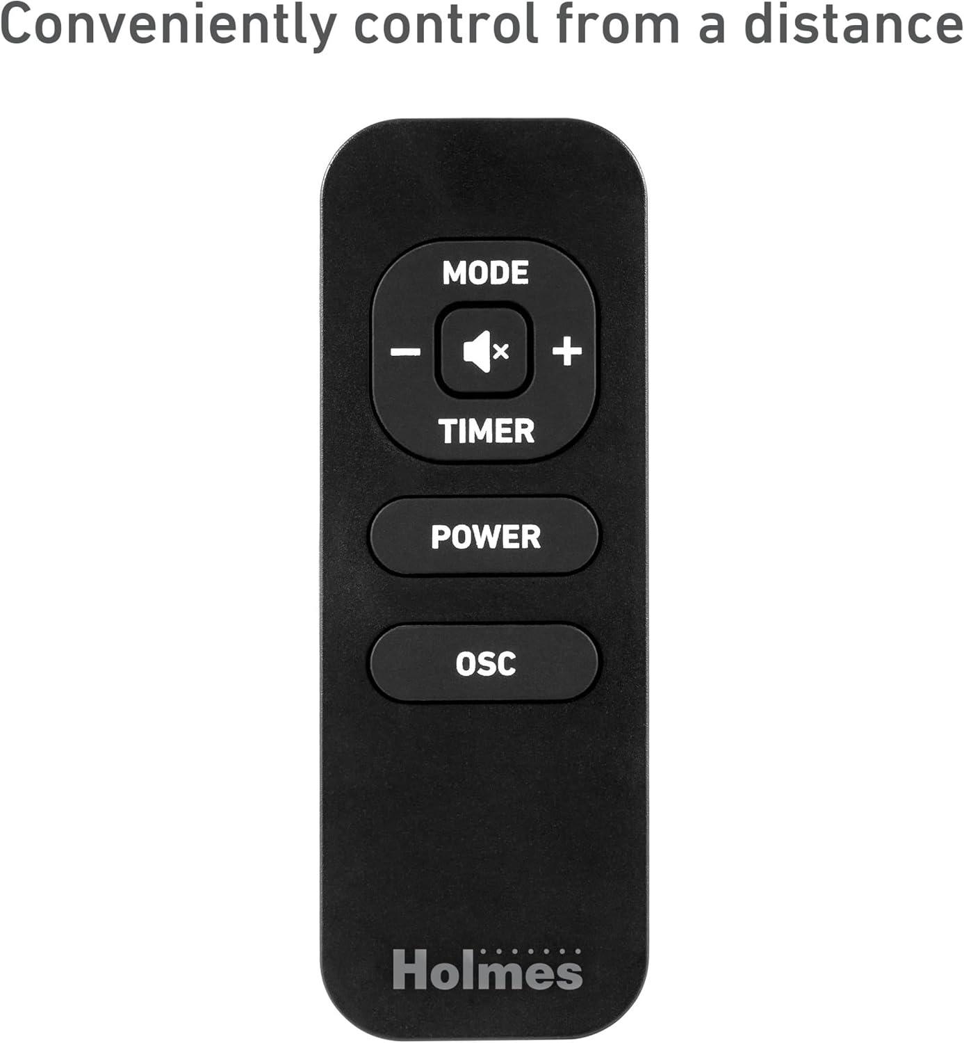 Holmes CleanBreeze 36” High 6-Speed Removable Grill Oscillating Digital Tower Fan with Remote, Black