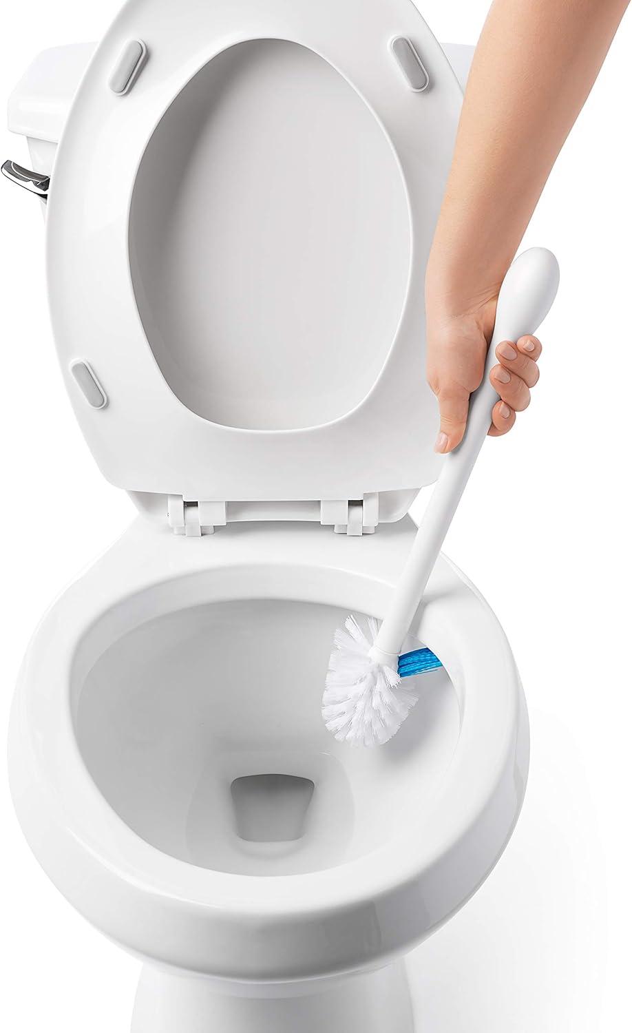 White Nylon Toilet Brush with Automatic Canister