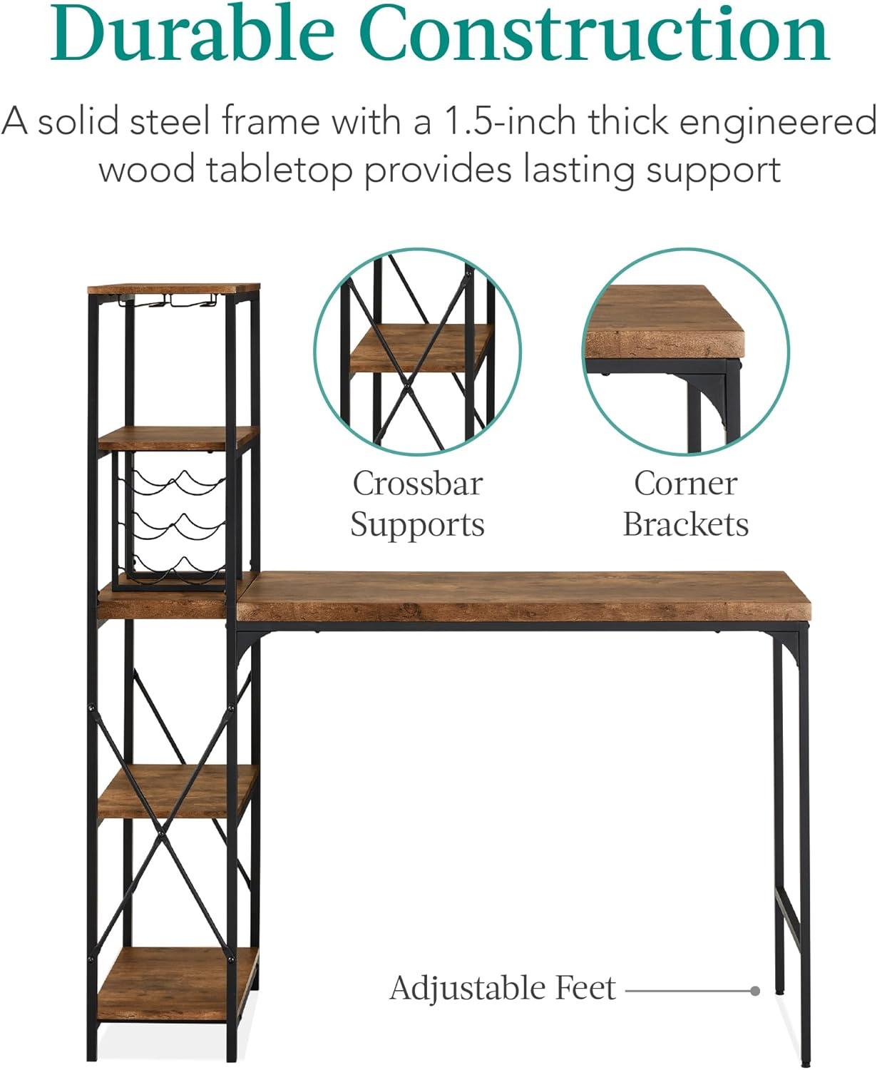 Best Choice Products 3-Piece Bar Height Dining Set w/ Bottle Rack, Glass Storage, 5 Shelves