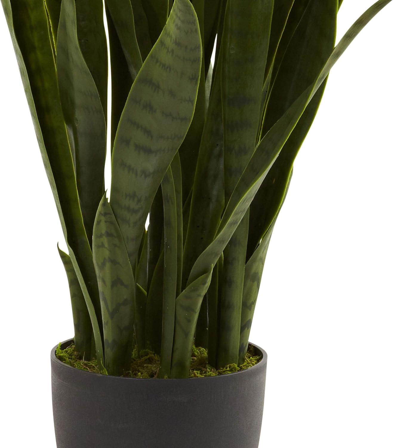 Nearly Natural 35" Sansevieria Artificial Plant in Plastic Planter, Green