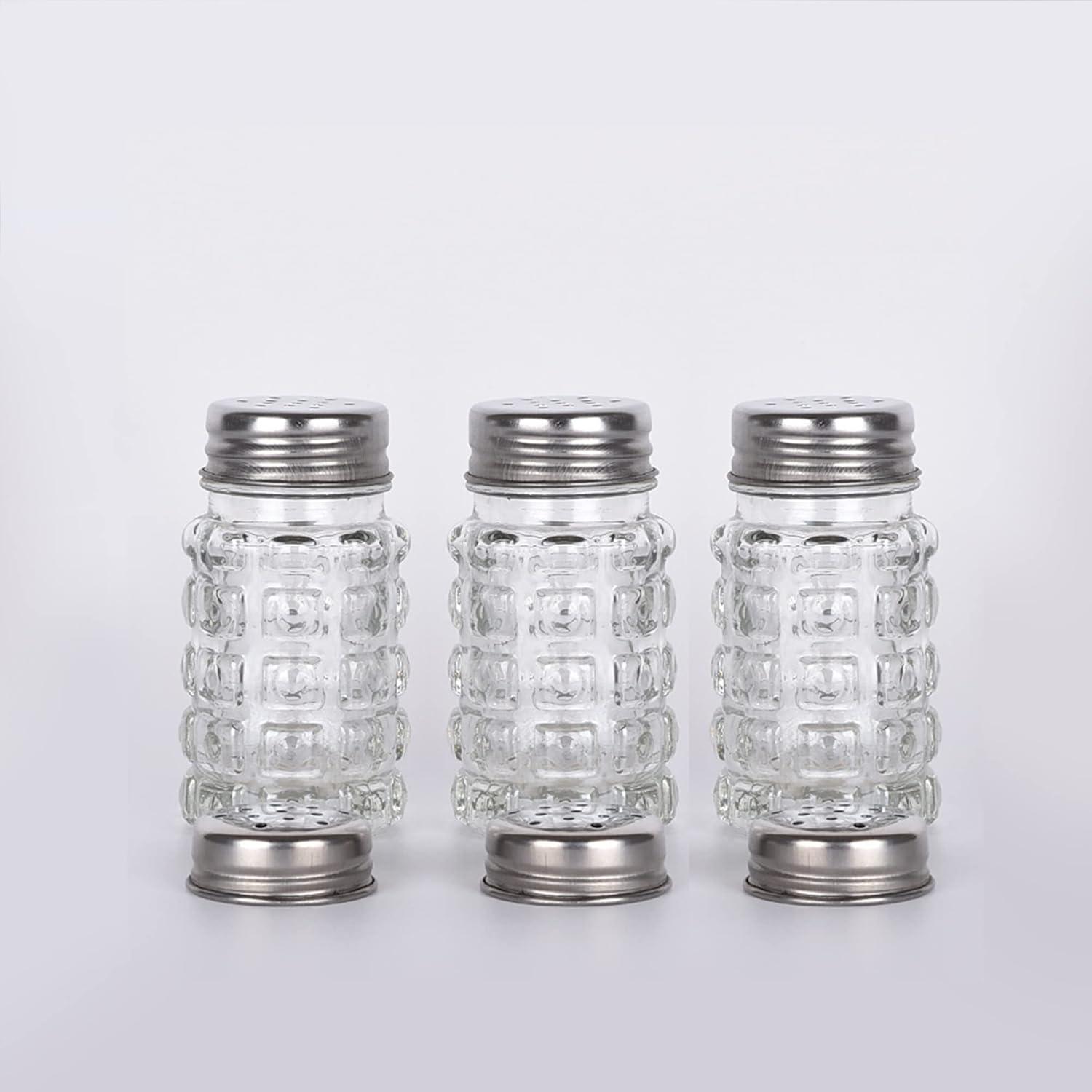 Retro Style Salt and Pepper Shakers with Stainless Tops (2)