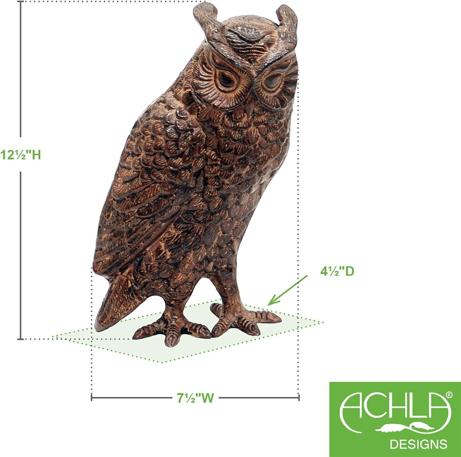 Bronze Great Horned Owl Garden Statue