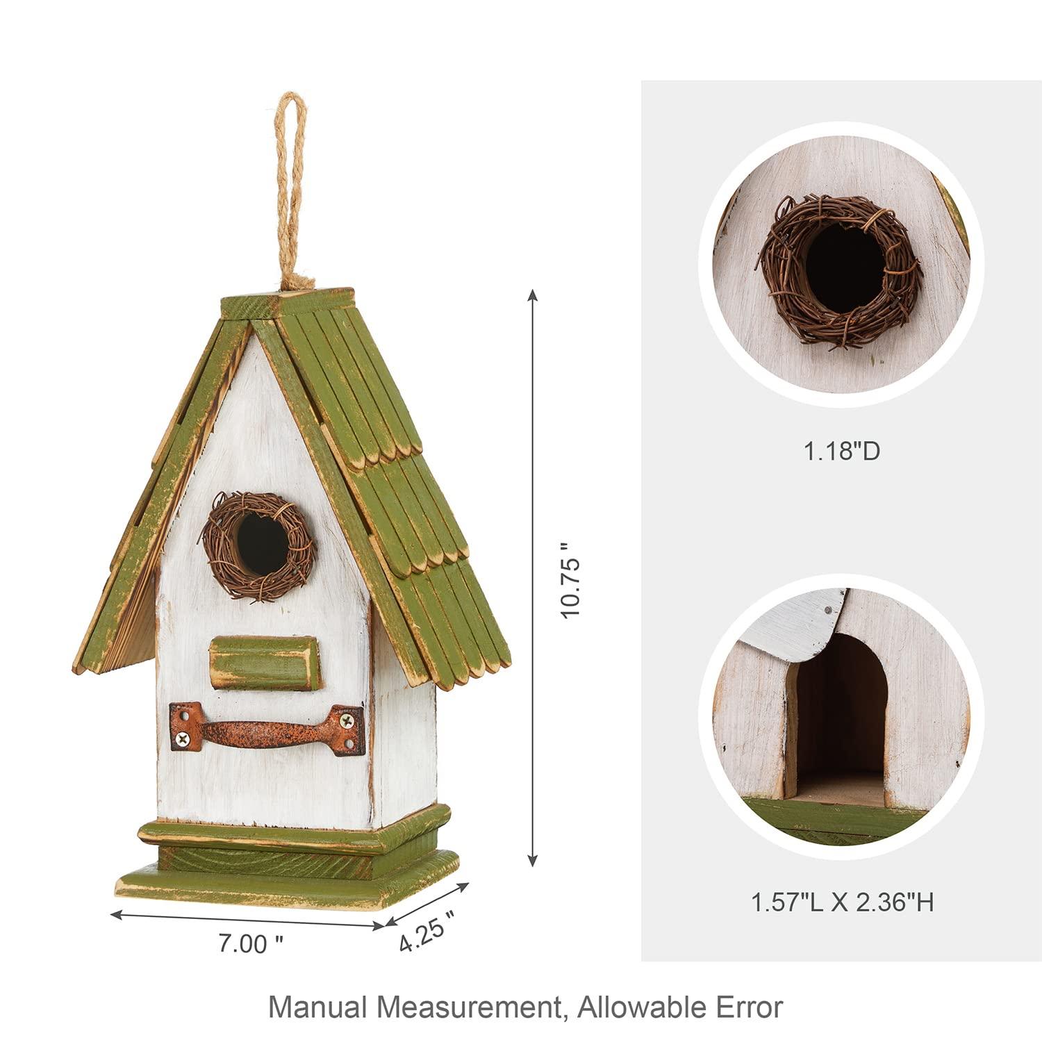Glitzhome 4.09 in. Distressed Wooden Birdhouse Wall Hanging
