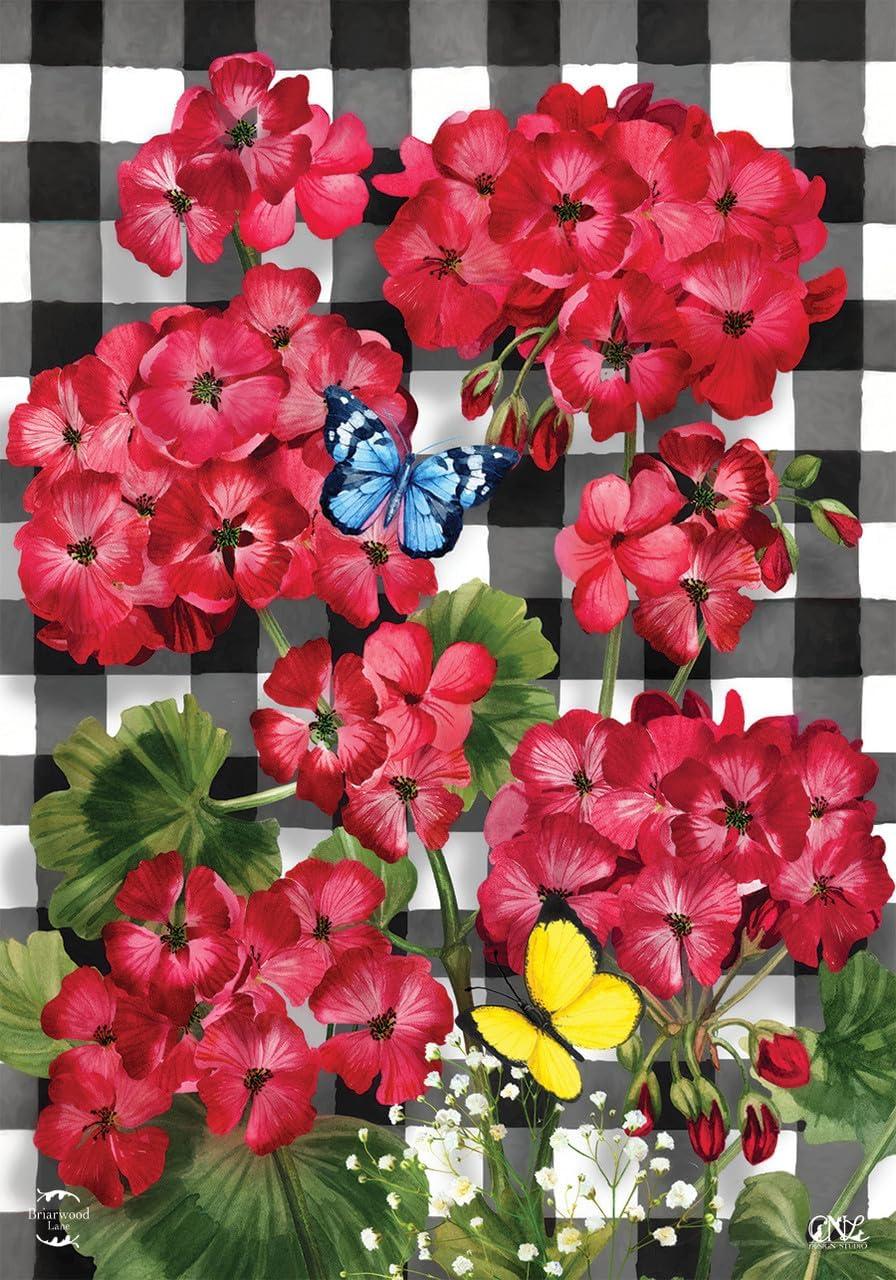 Briarwood Lane Summer Garden Flag 12x18 For Outdoor Checkered Geraniums For Summer Garden Flag Flags For Outside